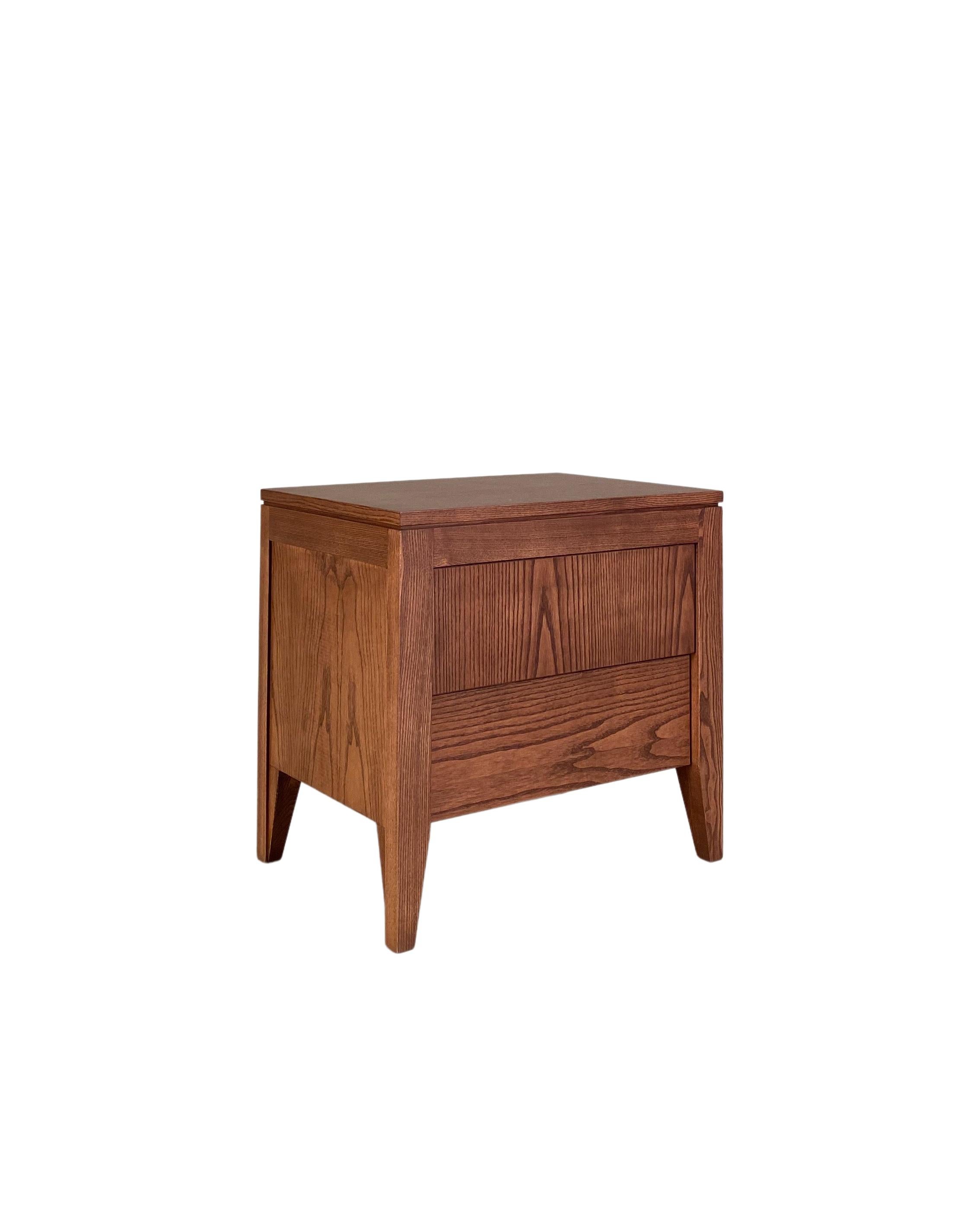 Ash Anerio Bedside Table, Made of Canaletto Walnut Wood For Sale