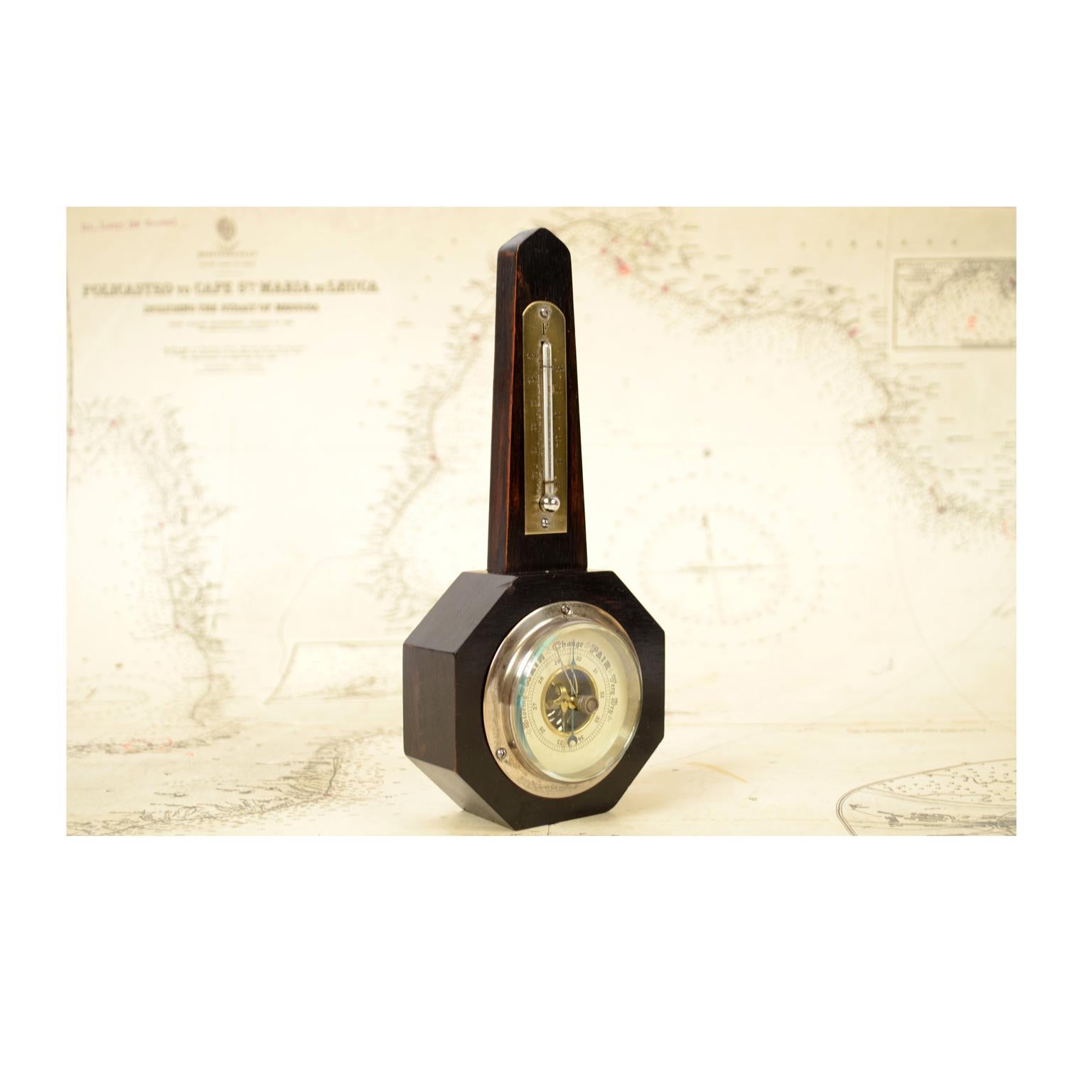 Wood Aneroid Barometer in the Shape of an Obelisk English manufacture 1900