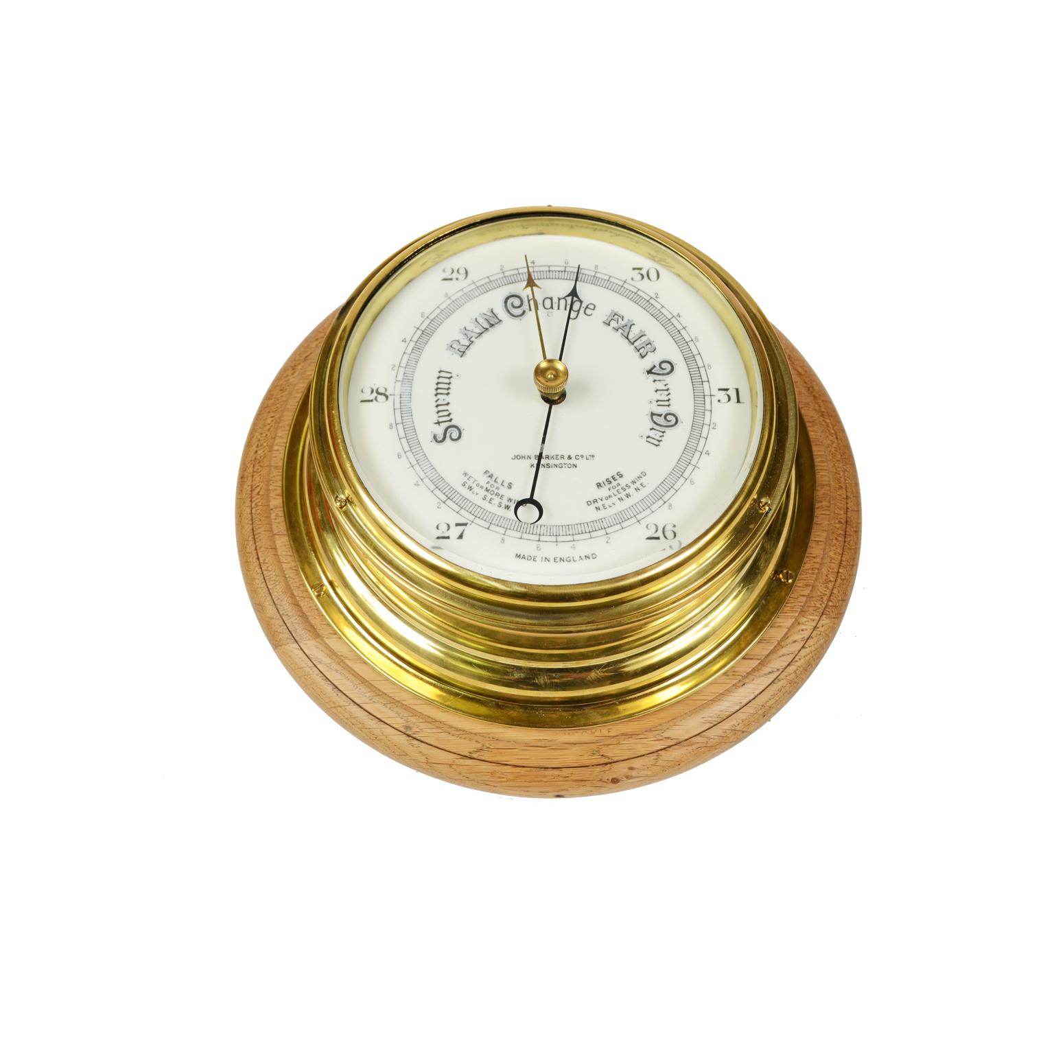 Brass Aneroid Barometer Made by John Barker & Co in the Early 1900