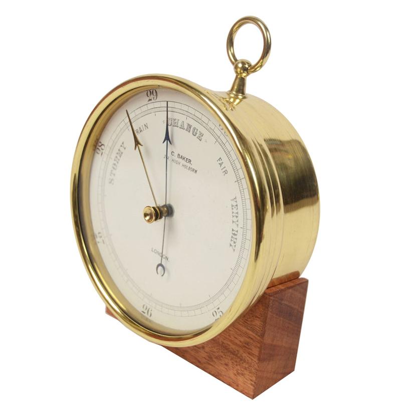 Aneroid Barometer of Brass and Glass English Manufacture of the 1920s