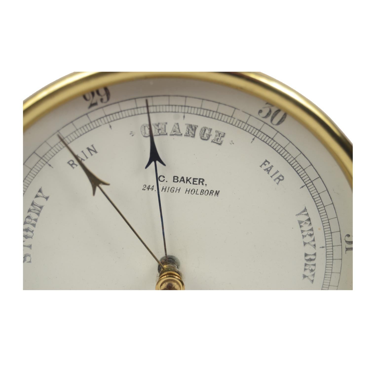 Aneroid Barometer of Brass and Glass English Manufacture of the 1920s 4