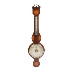 1930s Antique Aneroid Mahogany Barometer, Forecast Instrument Weather Measure