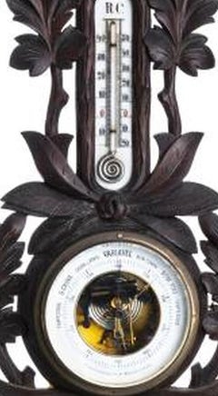 Aneroid barometer with thermometer - 19th century