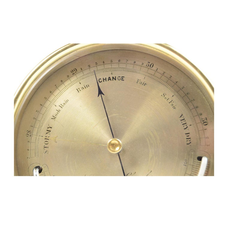 19th Century Aneroid Brass Barometer Measuring Instrument by Negretti