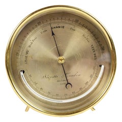 19th Century Aneroid Brass Barometer Measuring Instrument by Negretti & Zambra 