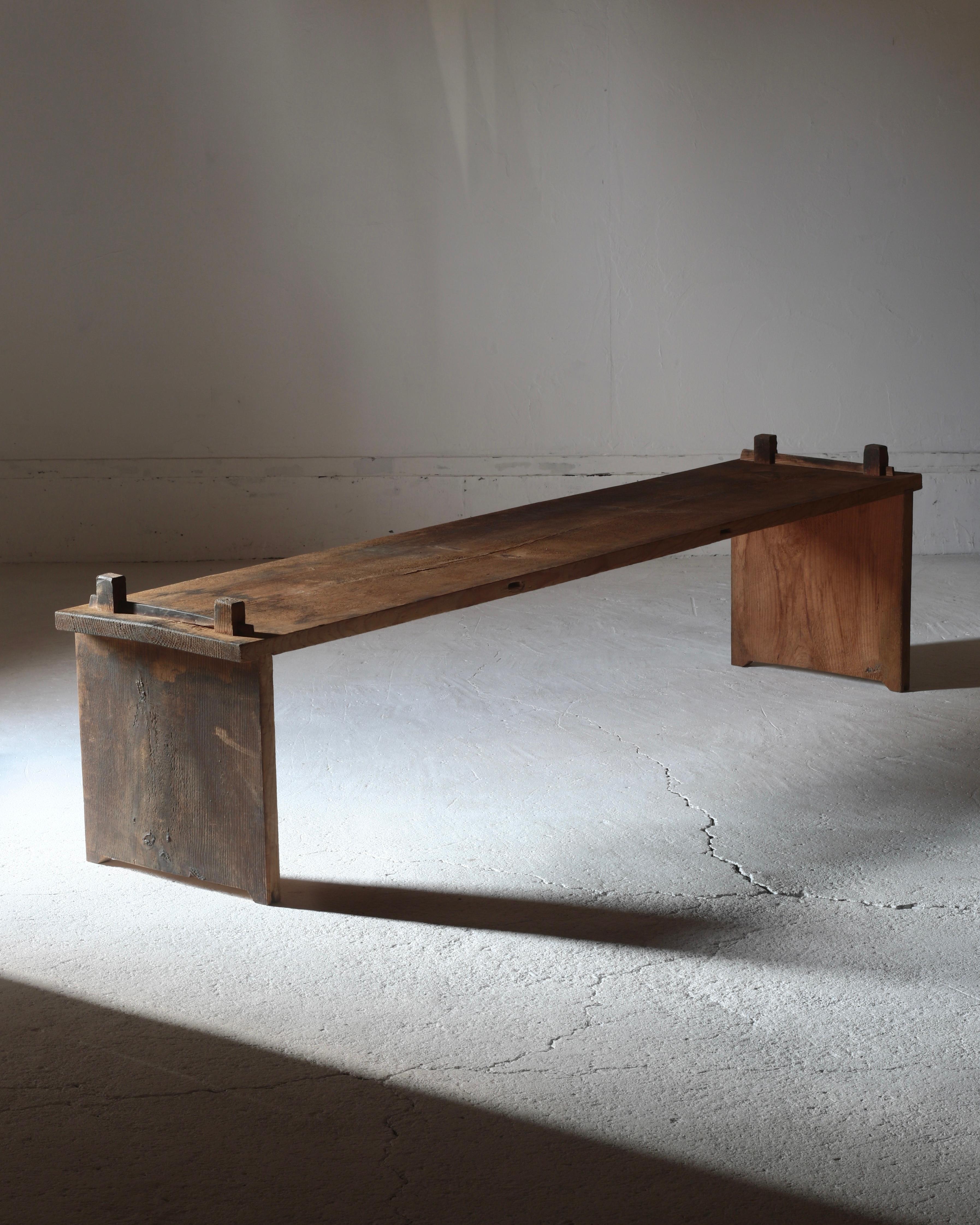 Wood Japanese Antique Large Low Table / Sofa Table / 1868-1912s Primitive Wabi-sabi