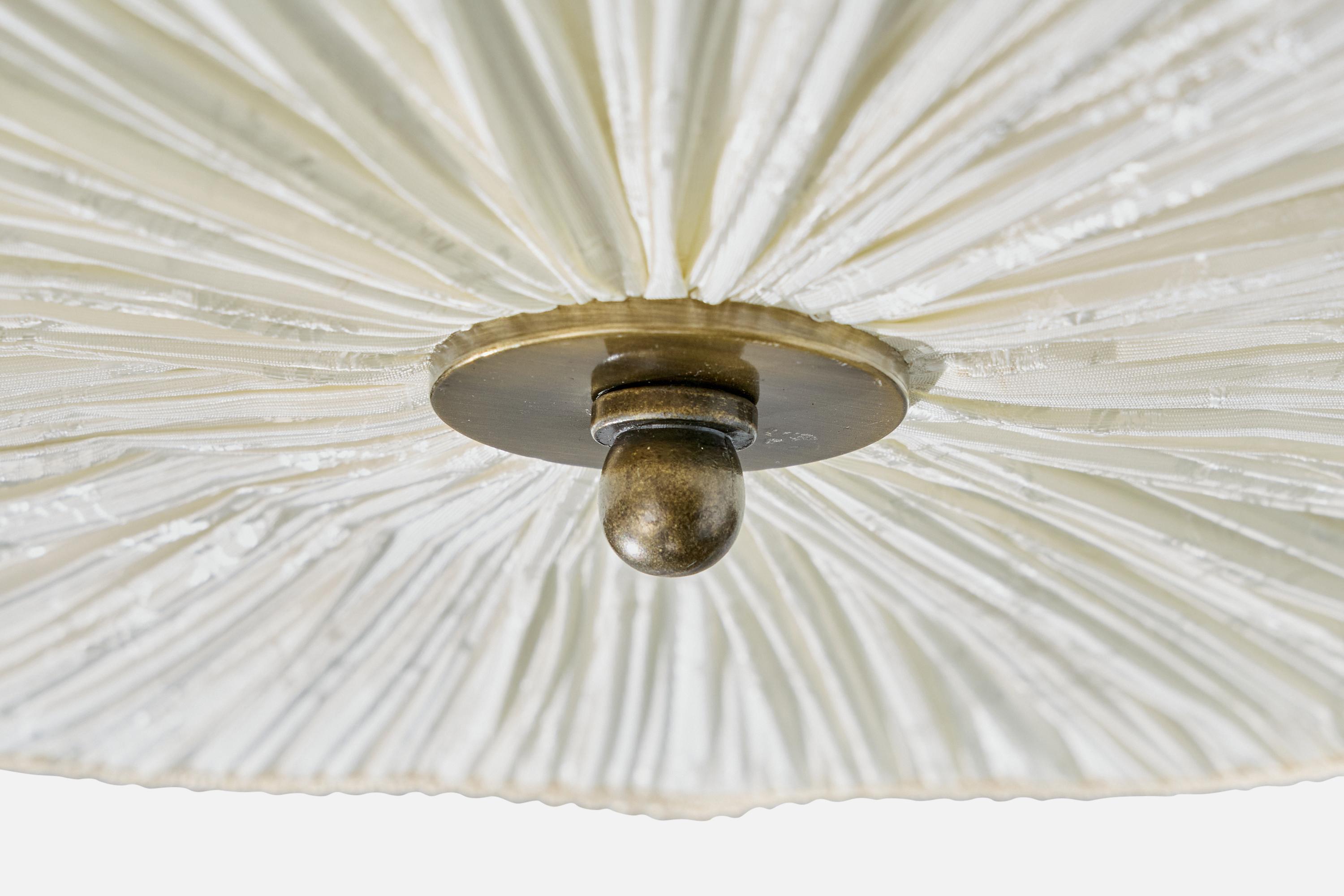 Aneta, Flush Mount, Fabric, Brass, Sweden, 1990s For Sale 3