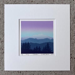 Longing - Handmade Linocut, Limited Edition Print Unique 2/8,  Mountains
