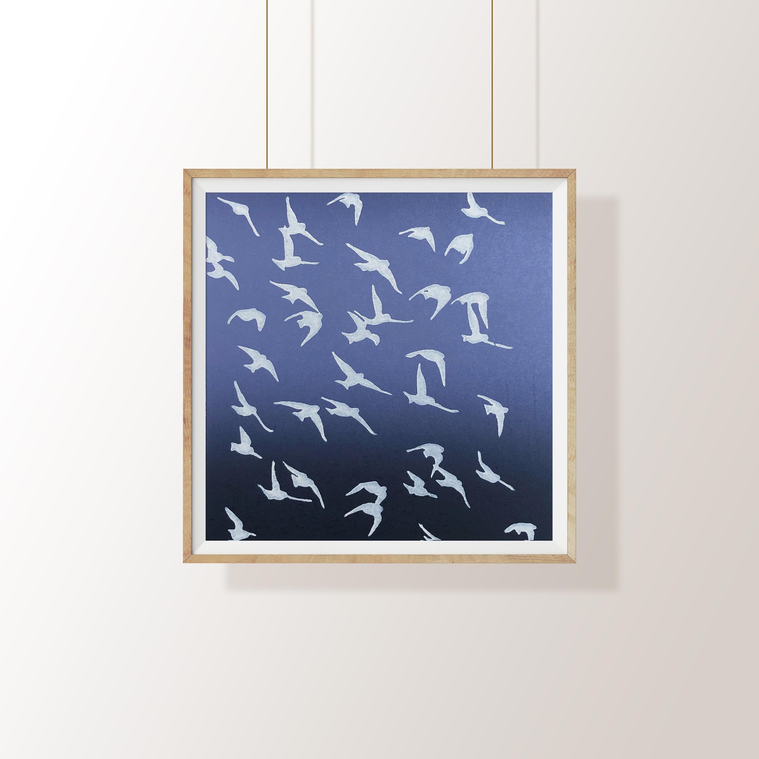 Murmurations 4/2 – Zeitgenössischer handgefertigter Linoschliff, limitierte Auflage 2 / 12 im Angebot 1