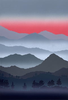 Avvolta nella nebbia, mi alzo - Linocut fatta a mano, stampa unica 3/9