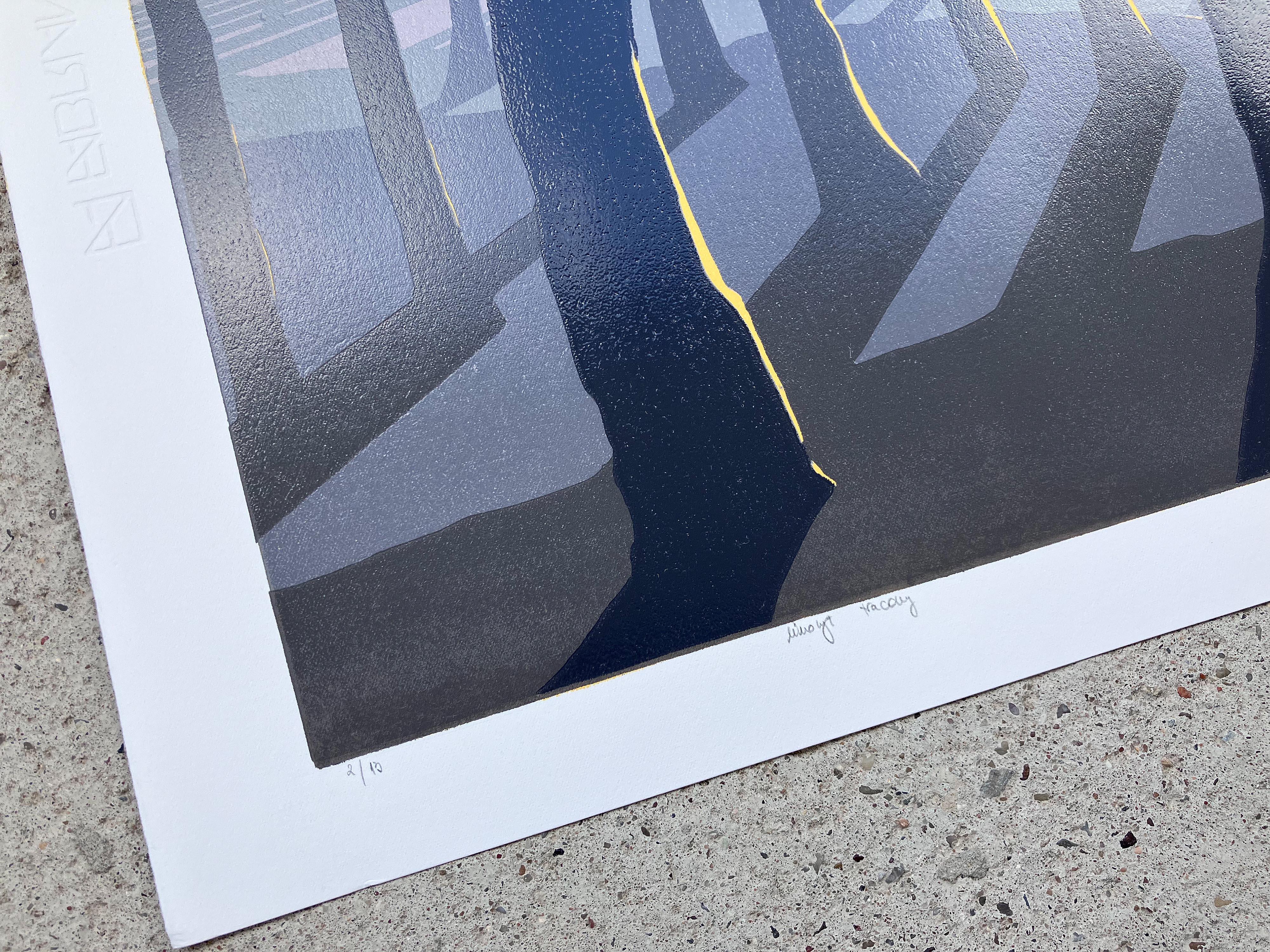 Hacia el Sol -  Reducción hecha a manoLinocut,  Edición Limitada Única 2/13 en venta 1