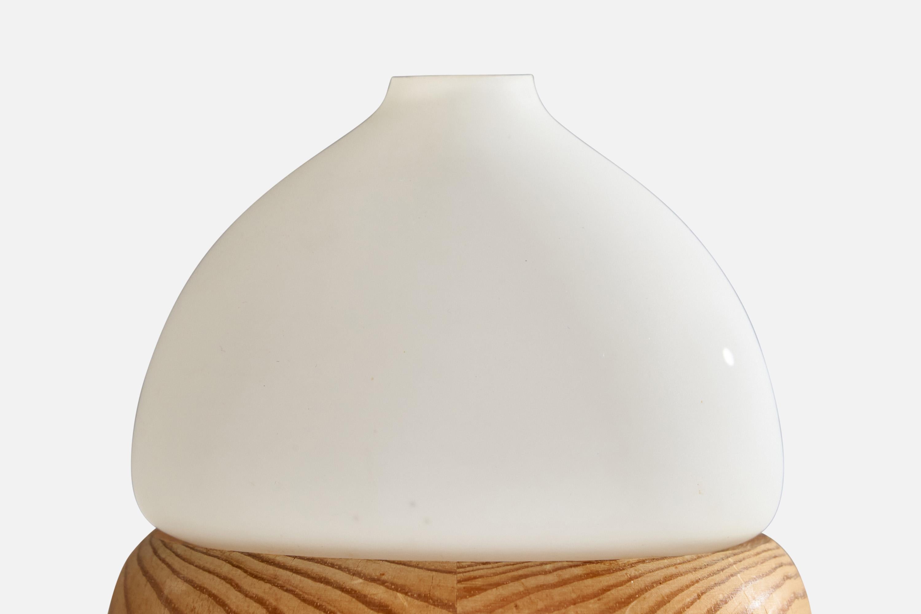 Suédois Aneta, lampe de bureau, pin, verre, Suède, 1970 en vente
