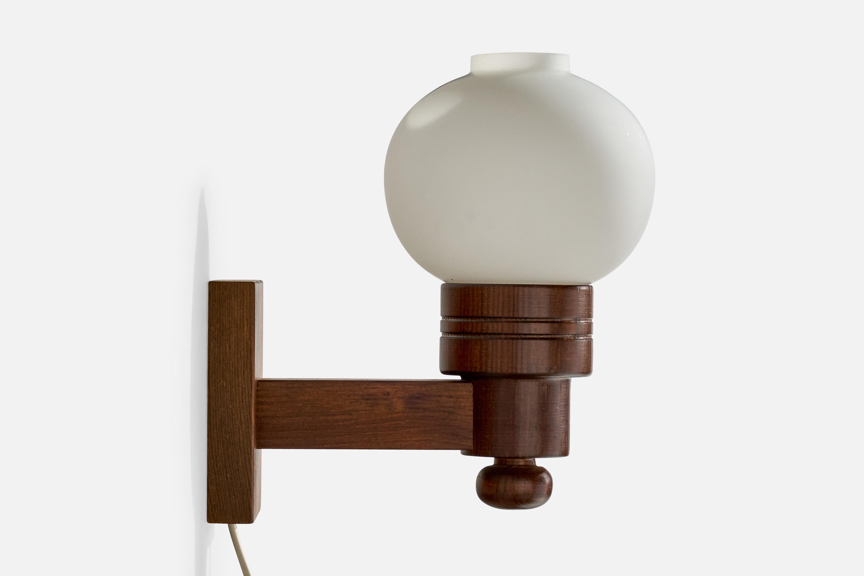 Late 20th Century Aneta, Wall Lights, Pine, Glass, Sweden, 1970s For Sale