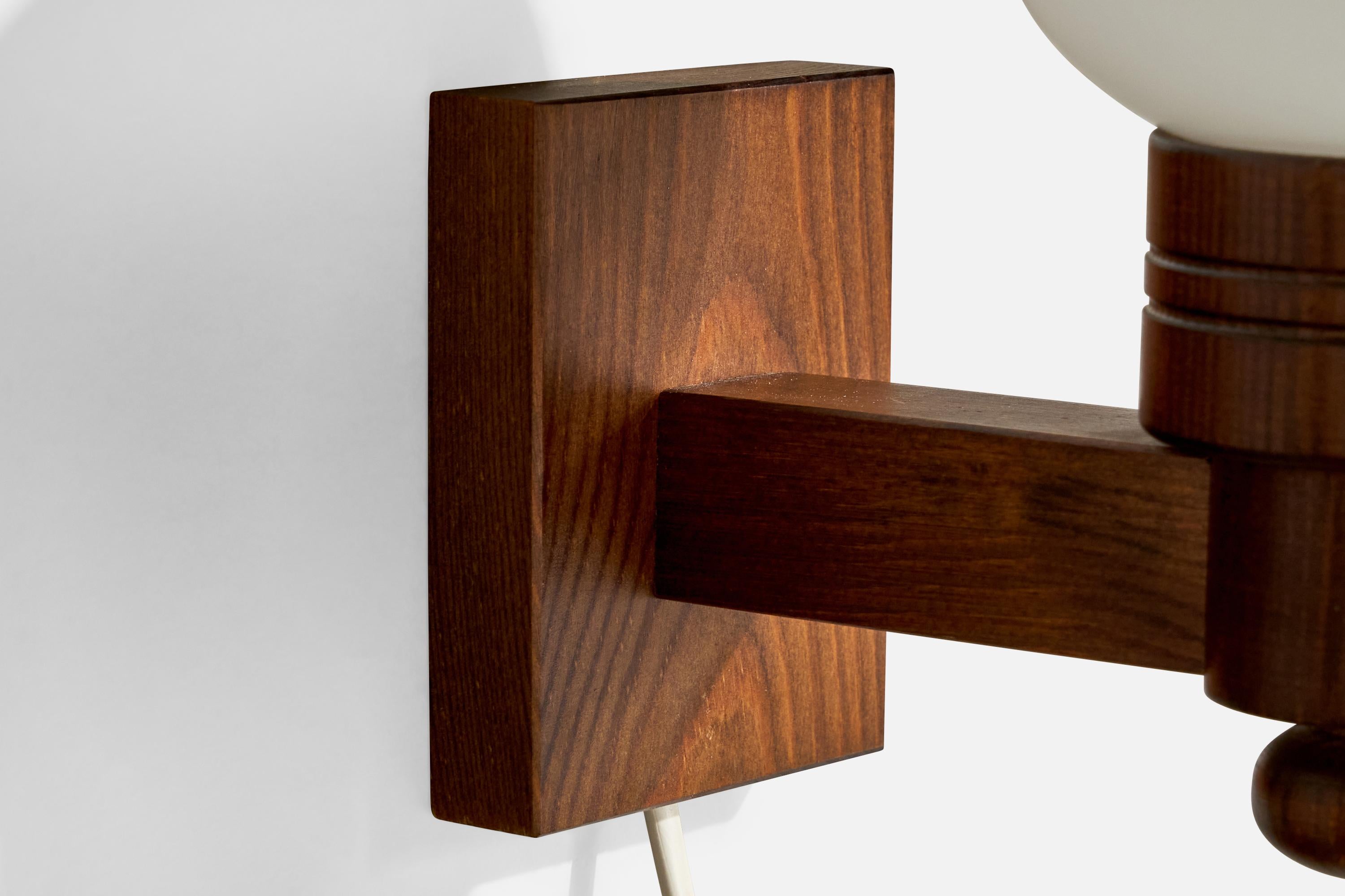 Aneta, Wall Lights, Pine, Glass, Sweden, 1970s For Sale 1