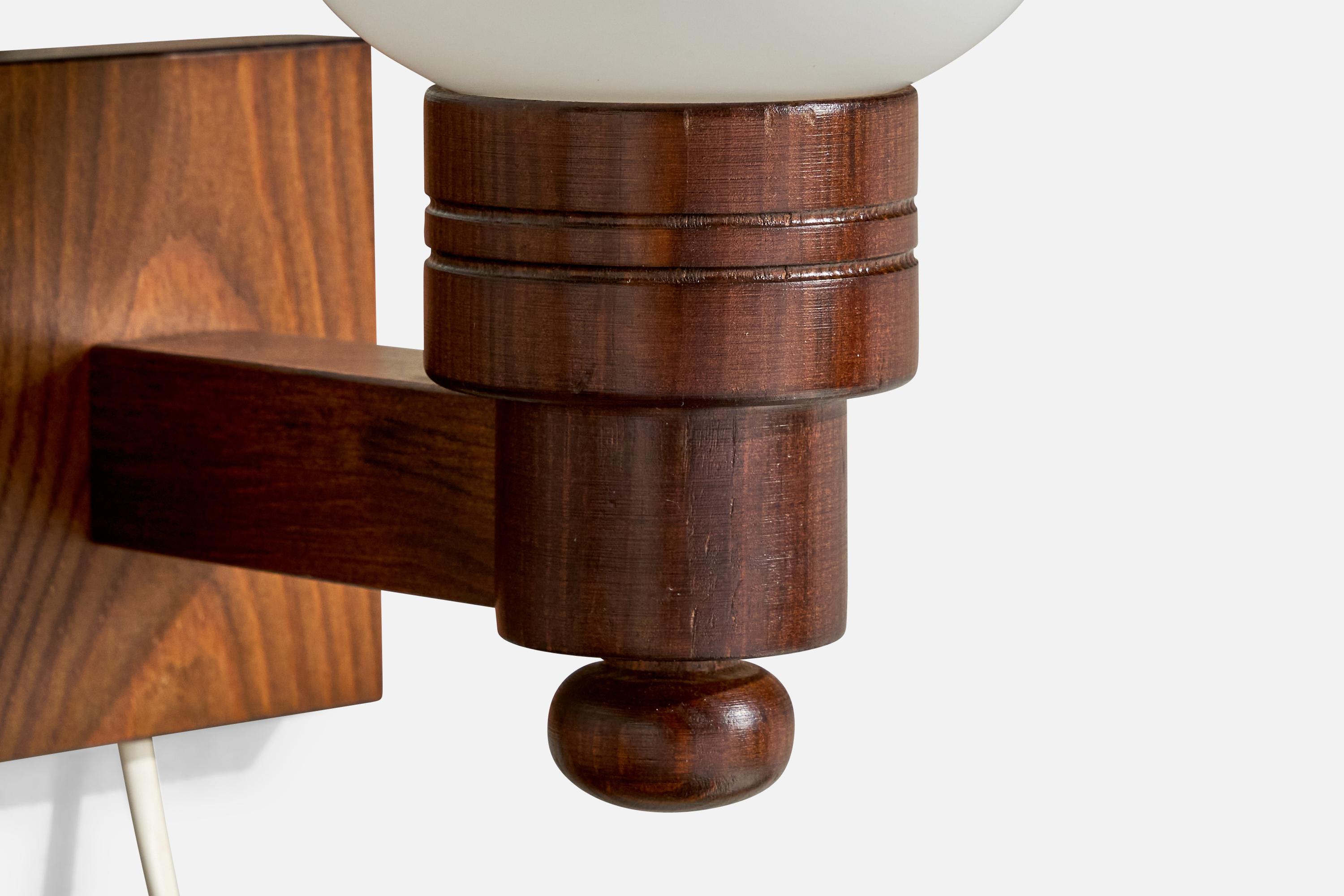 Aneta, Wall Lights, Pine, Glass, Sweden, 1970s For Sale 2