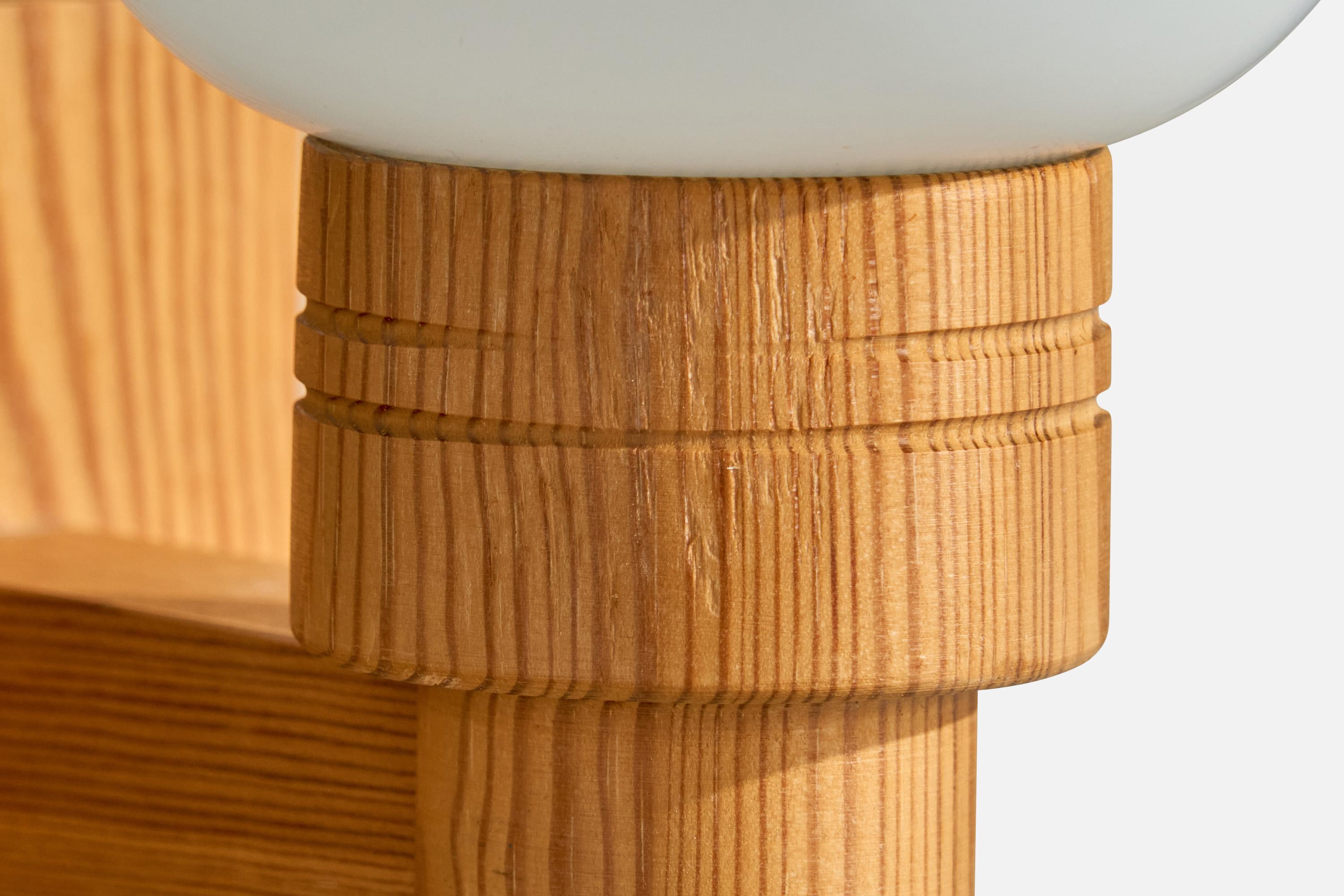 Aneta, Wall Lights, Pine, Glass, Sweden, 1970s For Sale 4
