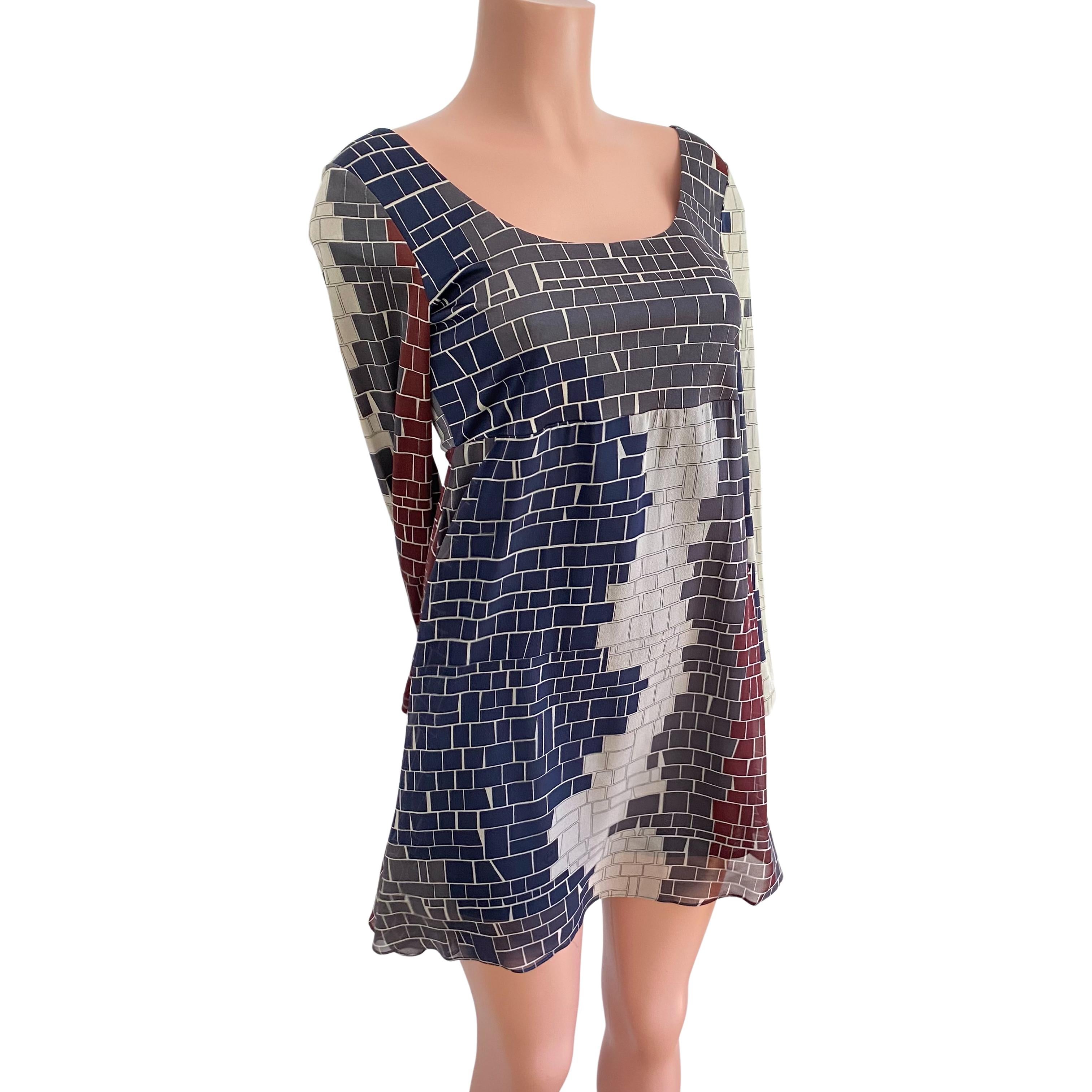 Mixed Media FLORA KUNG Printed Mini Silk Dress - NWT For Sale 1