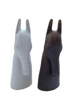 Anette Edmark Pair of Ceramic Horse Head Sculptures, Denmark 1990s