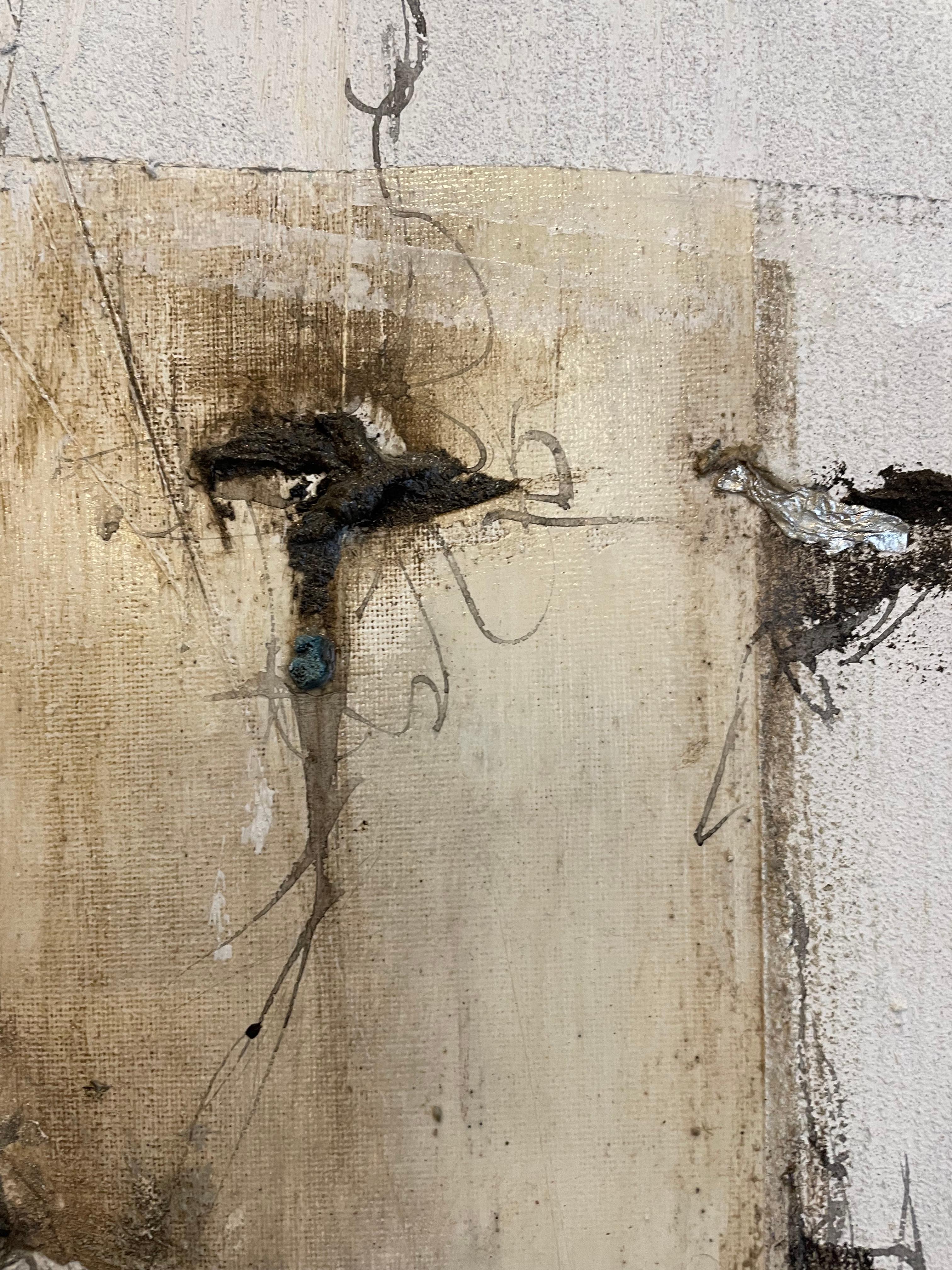 Großes zeitgenössisches blau-grünes strukturiertes Acrylgemälde von Anette Holmberg 10