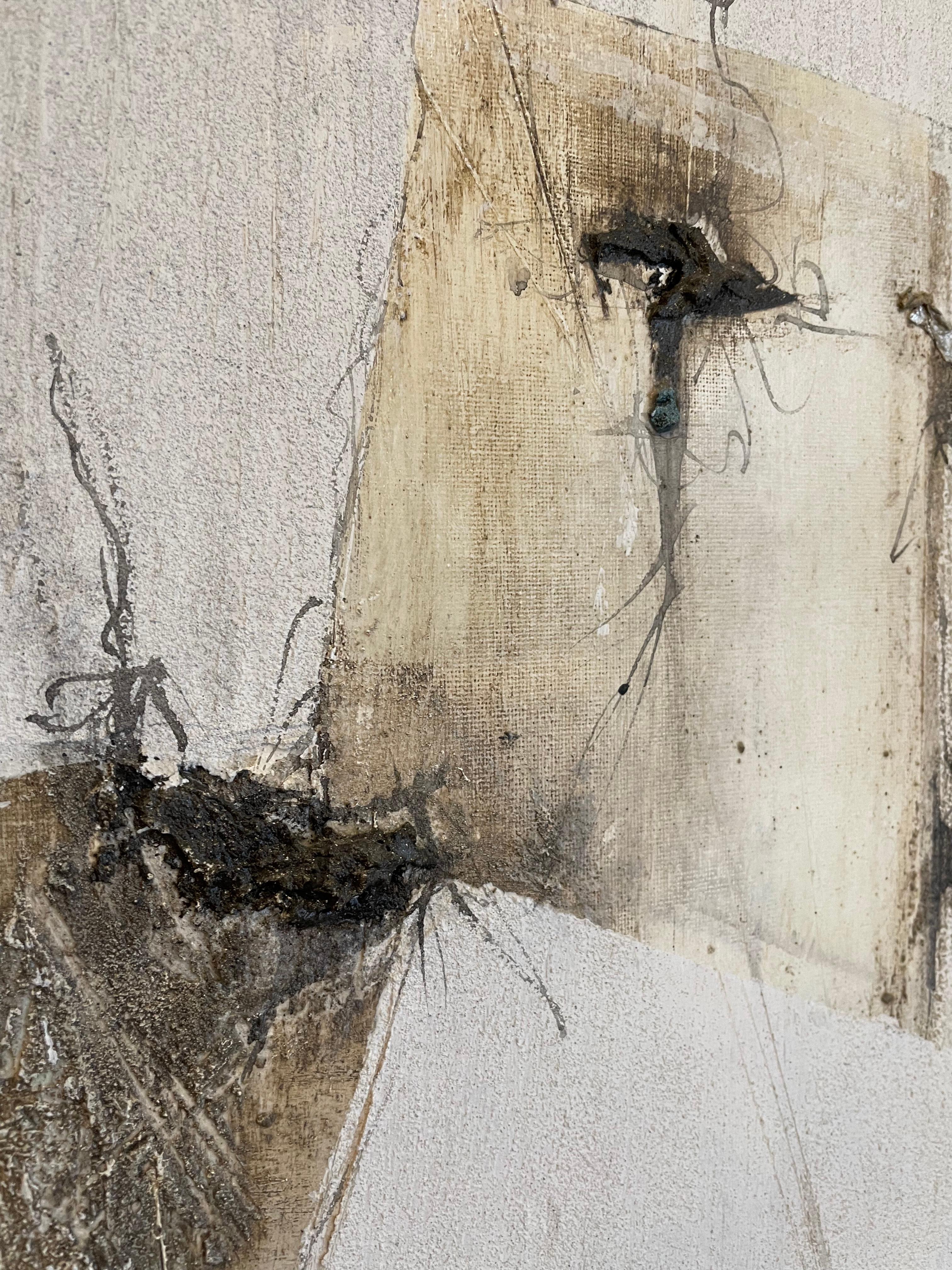 Großes zeitgenössisches blau-grünes strukturiertes Acrylgemälde von Anette Holmberg 5