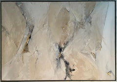 Large Contemporary White And Gold Textured Acrylic Painting By Anette Holmberg