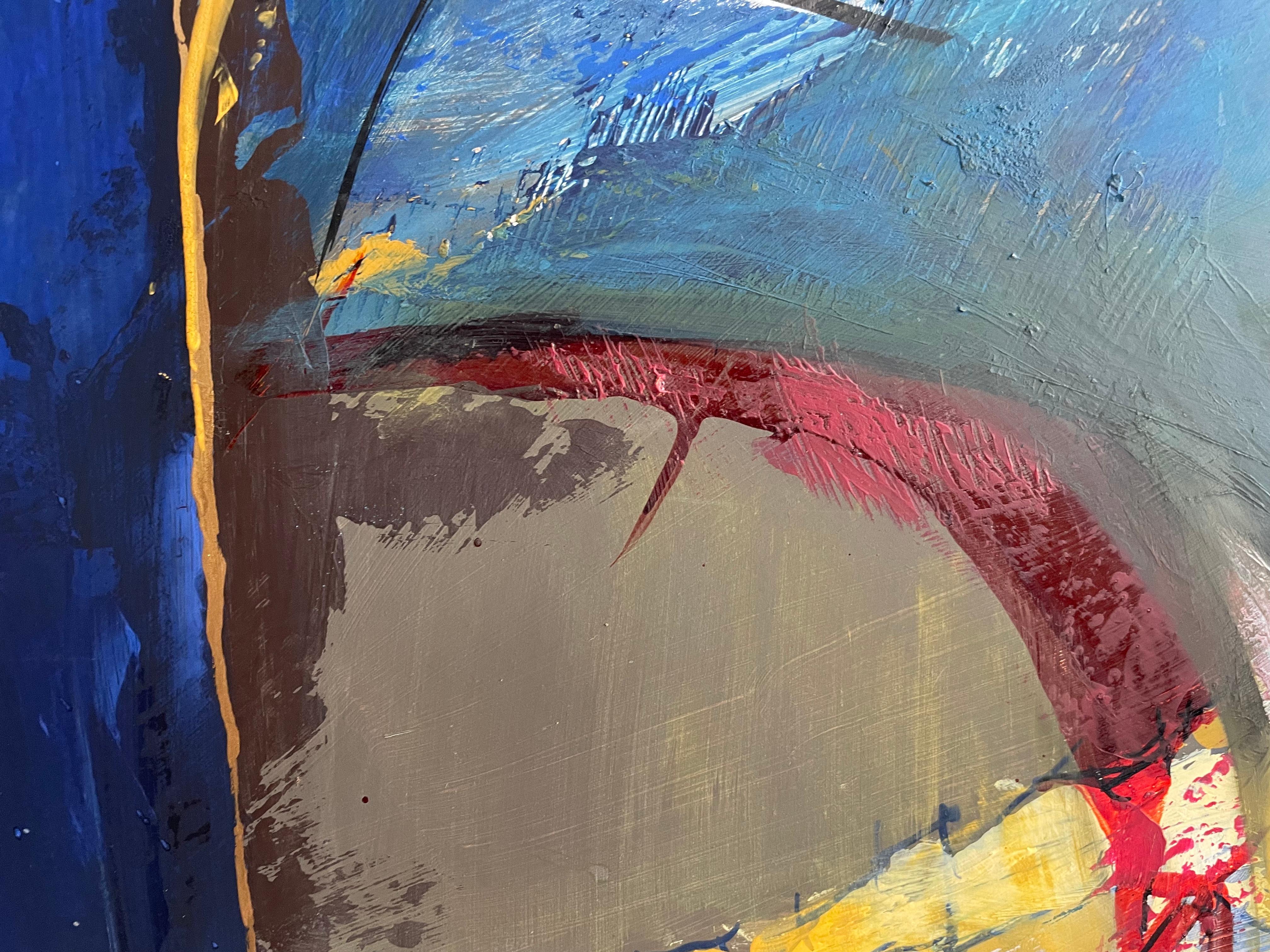 “New Year” Extra-Large Blue Yellow Abstract Composition By Anette Holmberg 8
