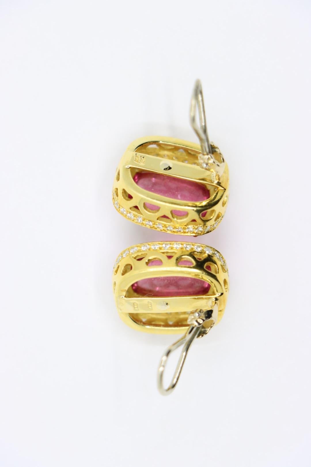 ANF Orecchino in oro 18K con tormalina rosa e diamanti in vendita 5