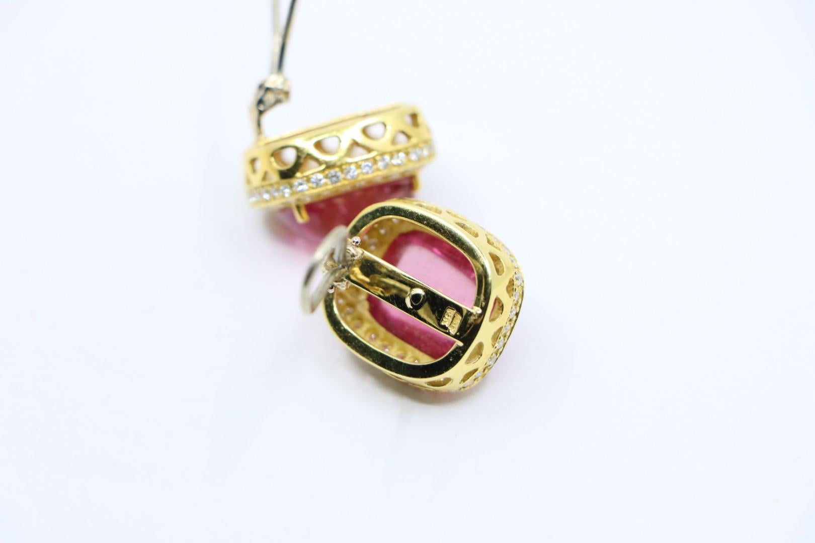 ANF Orecchino in oro 18K con tormalina rosa e diamanti in vendita 6