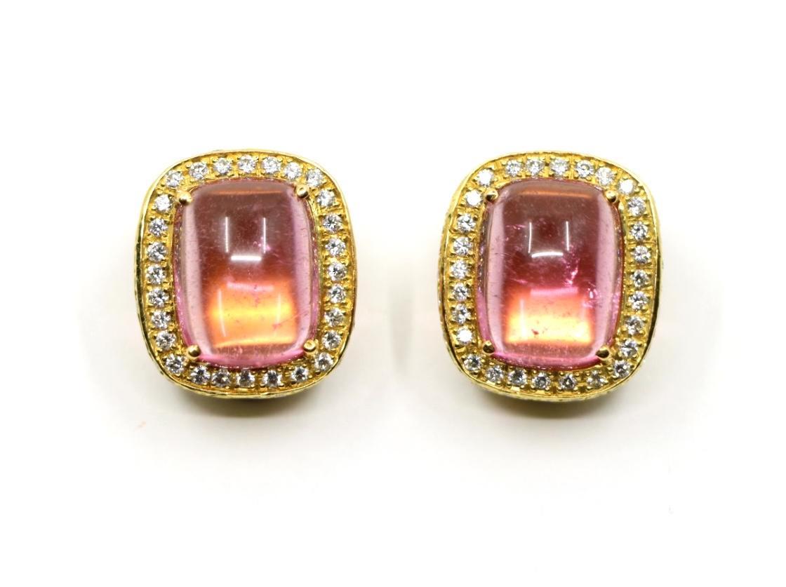 ANF Orecchino in oro 18K con tormalina rosa e diamanti in vendita 1