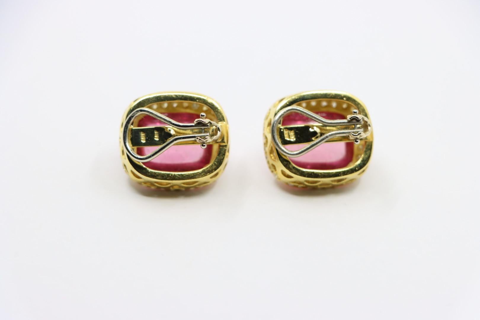 ANF Orecchino in oro 18K con tormalina rosa e diamanti in vendita 4
