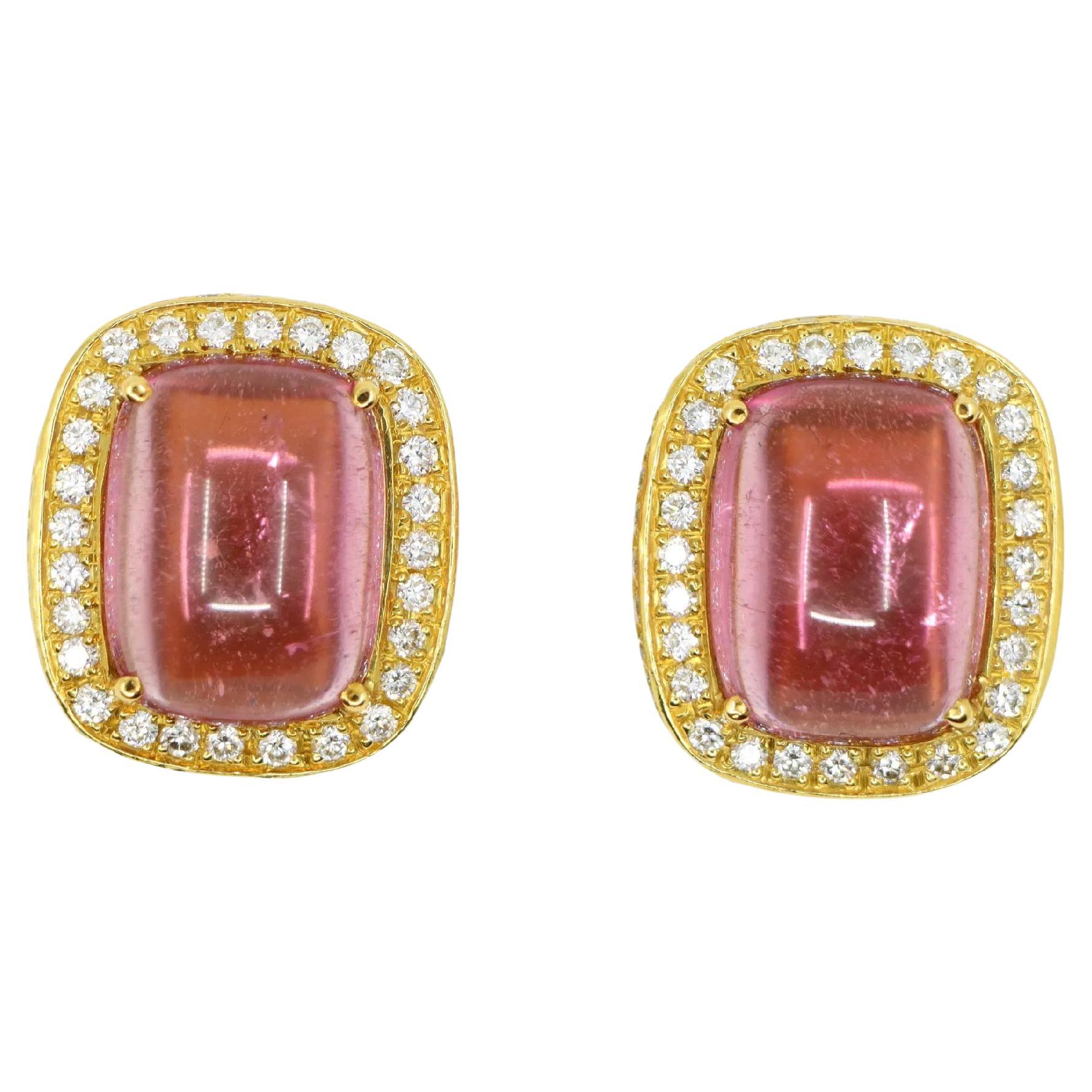 ANF 18K Gold Pink Tourmaline Diamonds Earring