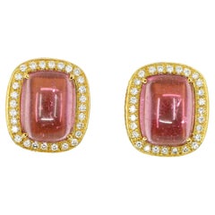 Ohrring, ANF 18K Gold Rosa Turmalin Diamanten
