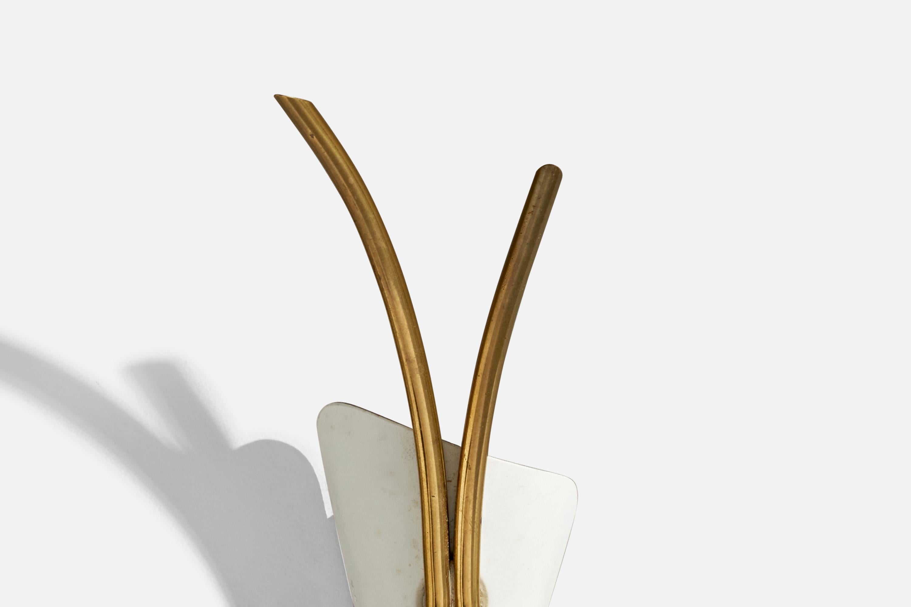ANF, Wall Light, Brass, Metal, Paper, Sweden, 1950s In Fair Condition For Sale In High Point, NC