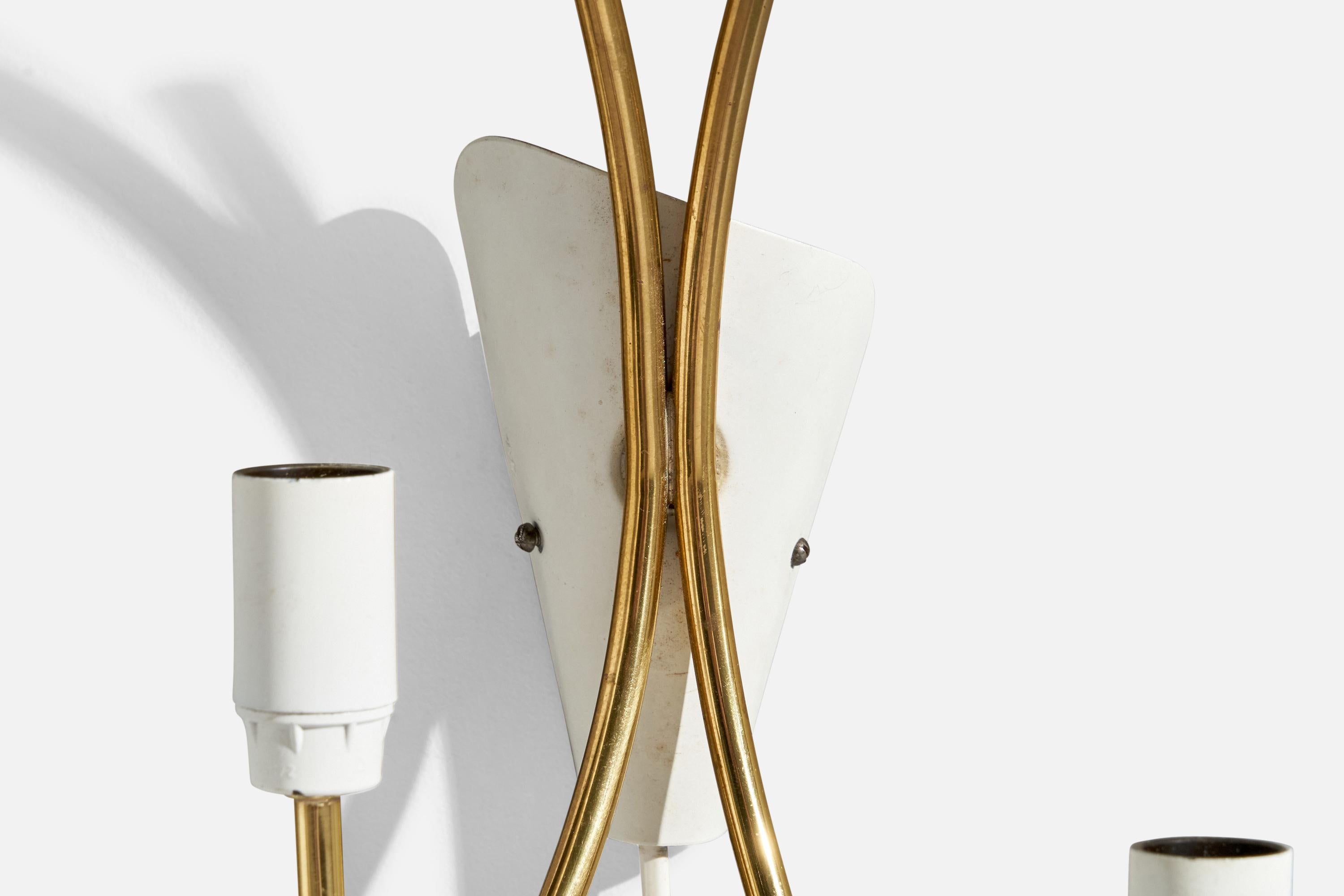 Mid-20th Century ANF, Wall Light, Brass, Metal, Paper, Sweden, 1950s For Sale