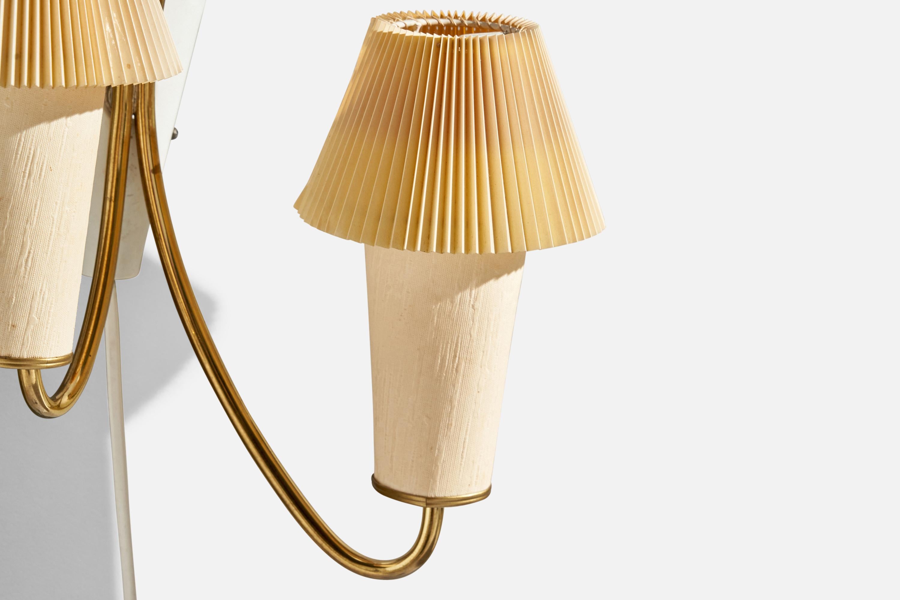 ANF, Wall Light, Brass, Metal, Paper, Sweden, 1950s For Sale 1
