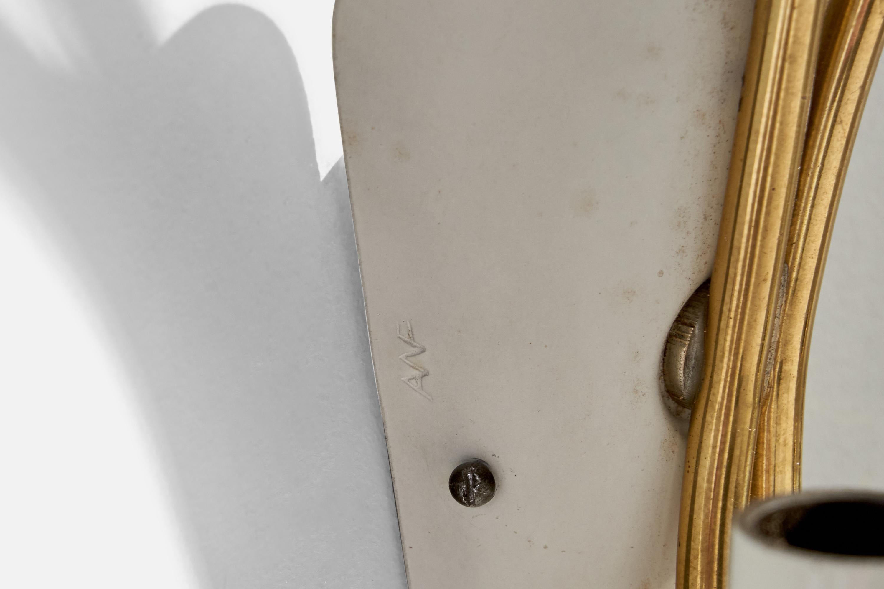 ANF, Wall Light, Brass, Metal, Paper, Sweden, 1950s For Sale 2