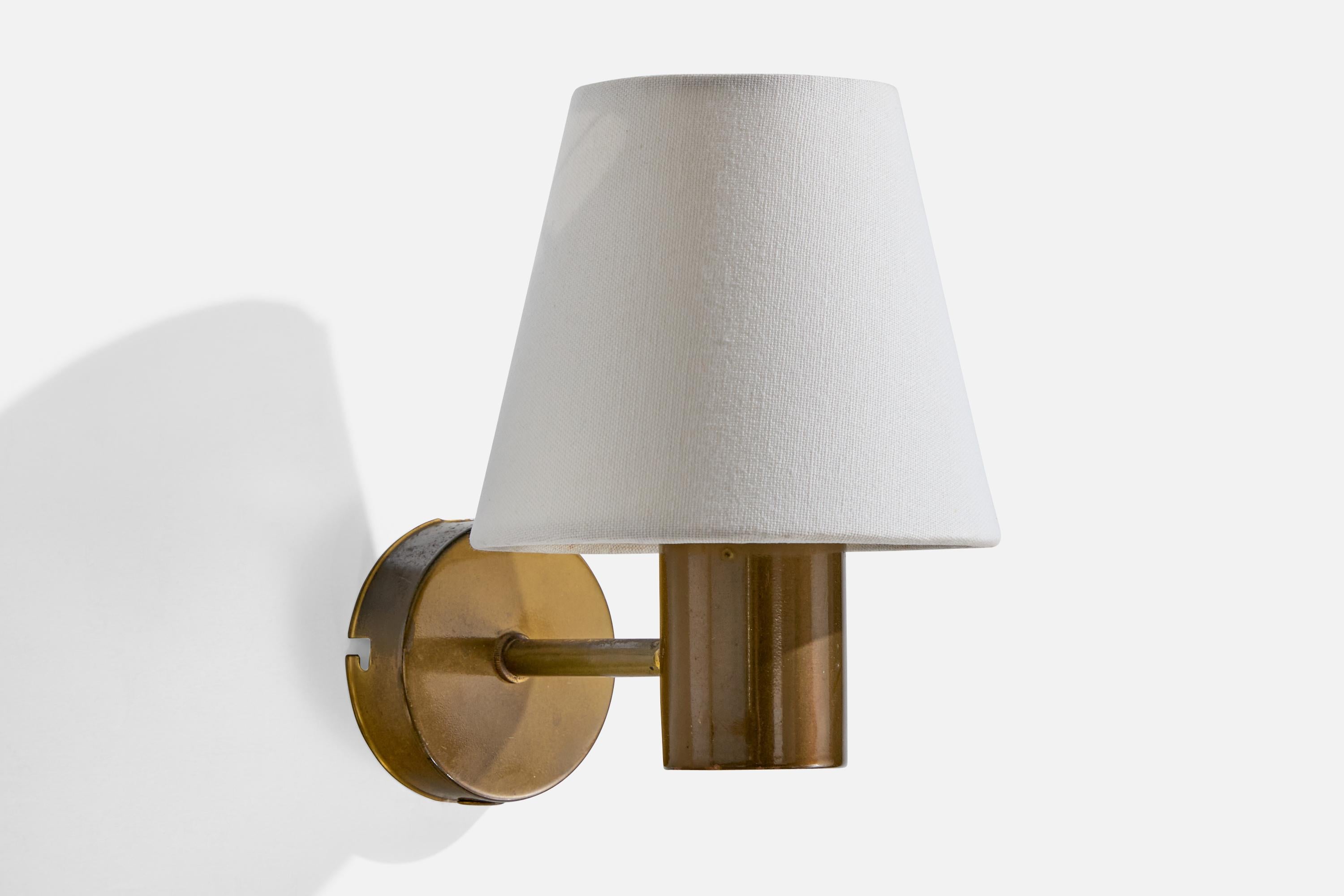 Swedish ANF, Wall Lights, Brass, Fabric, Sweden, 1960s
