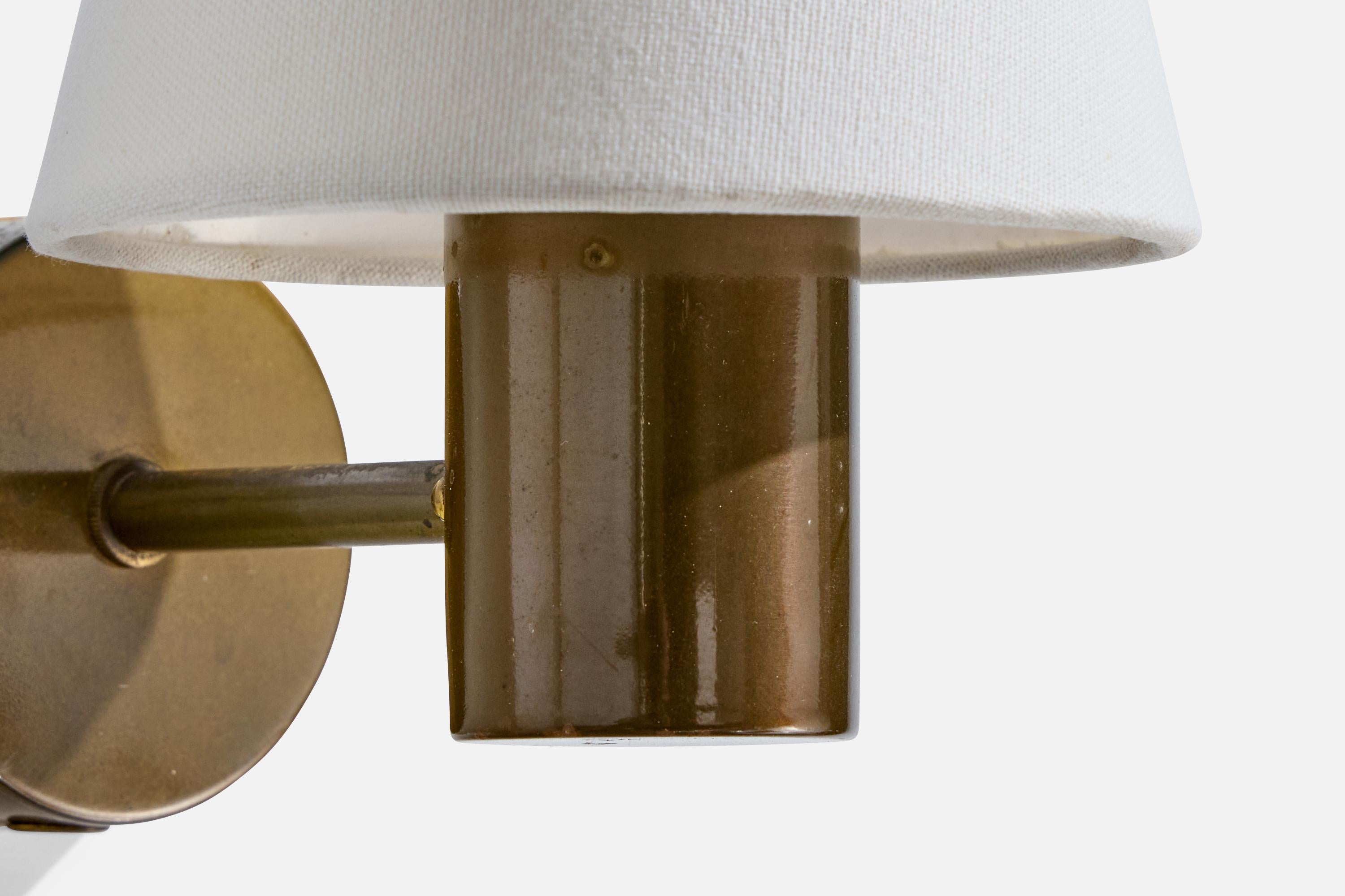 ANF, Wall Lights, Brass, Fabric, Sweden, 1960s 1