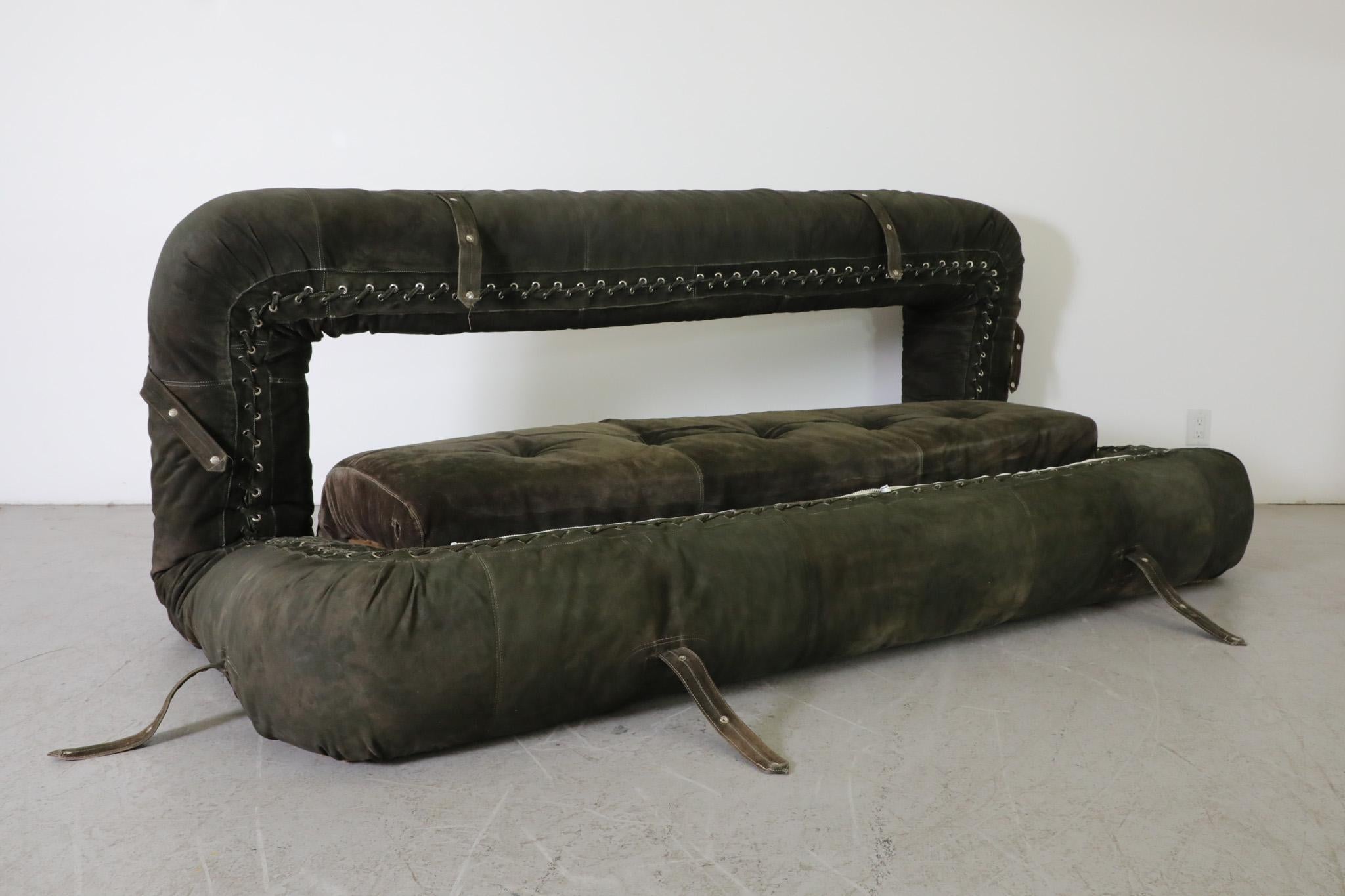 Anfibio Green Suede Sofabed by Alessandro Becchi for Giovanetti 4