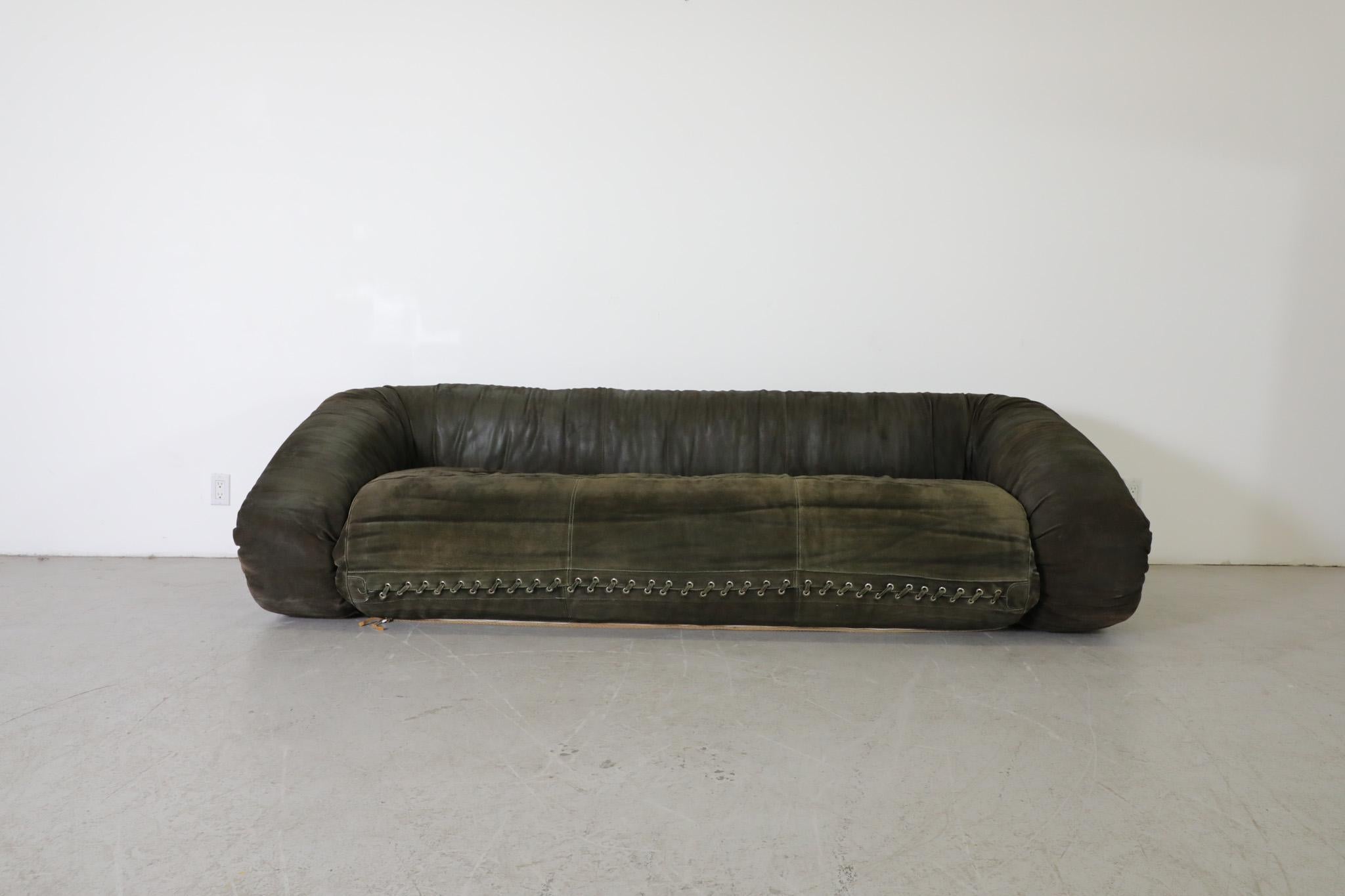 Italian Anfibio Green Suede Sofabed by Alessandro Becchi for Giovanetti