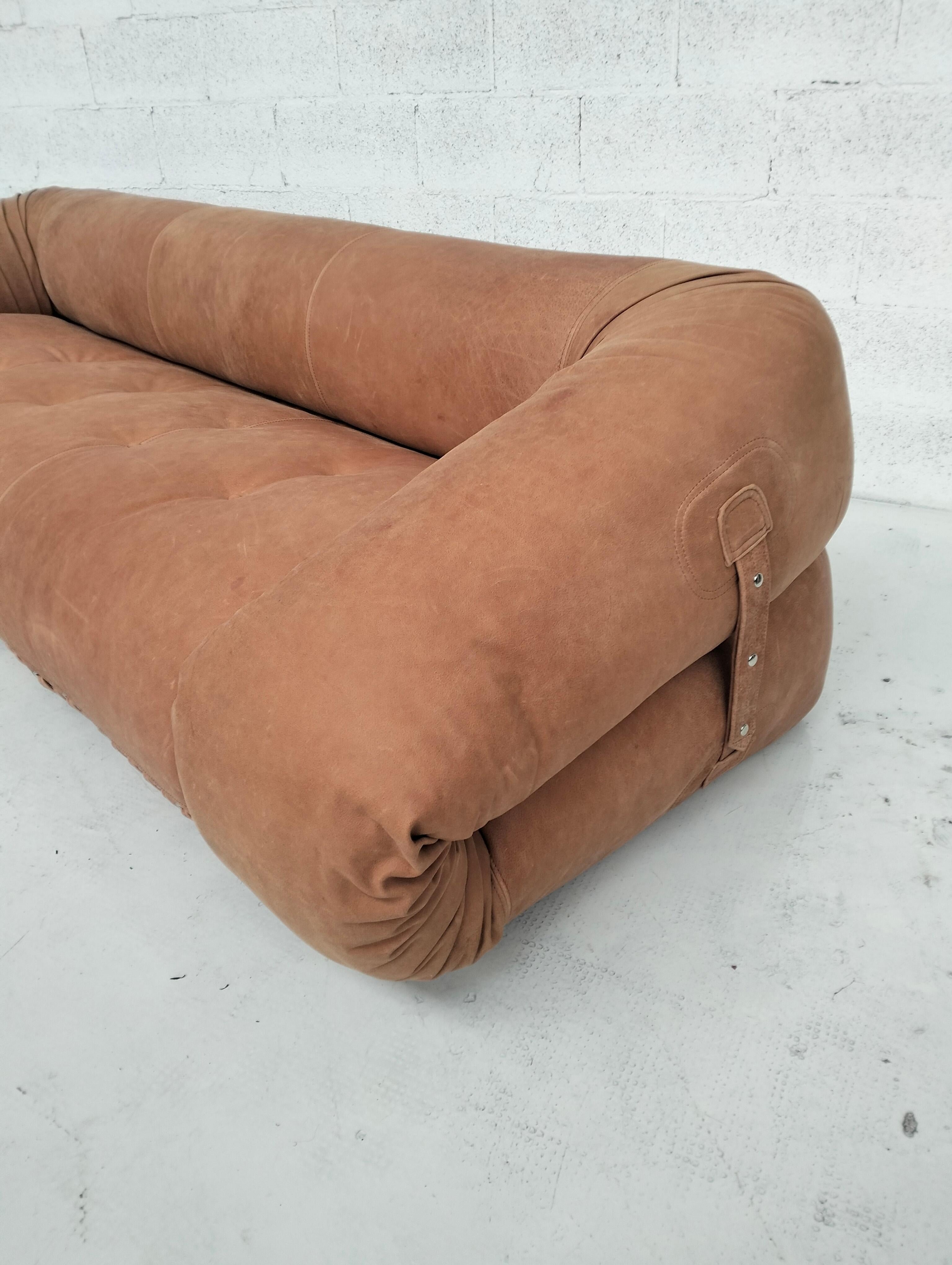Anfibio, natural leather sofa by Alessandro Becchi for Giovannetti, Italy 1970s 4