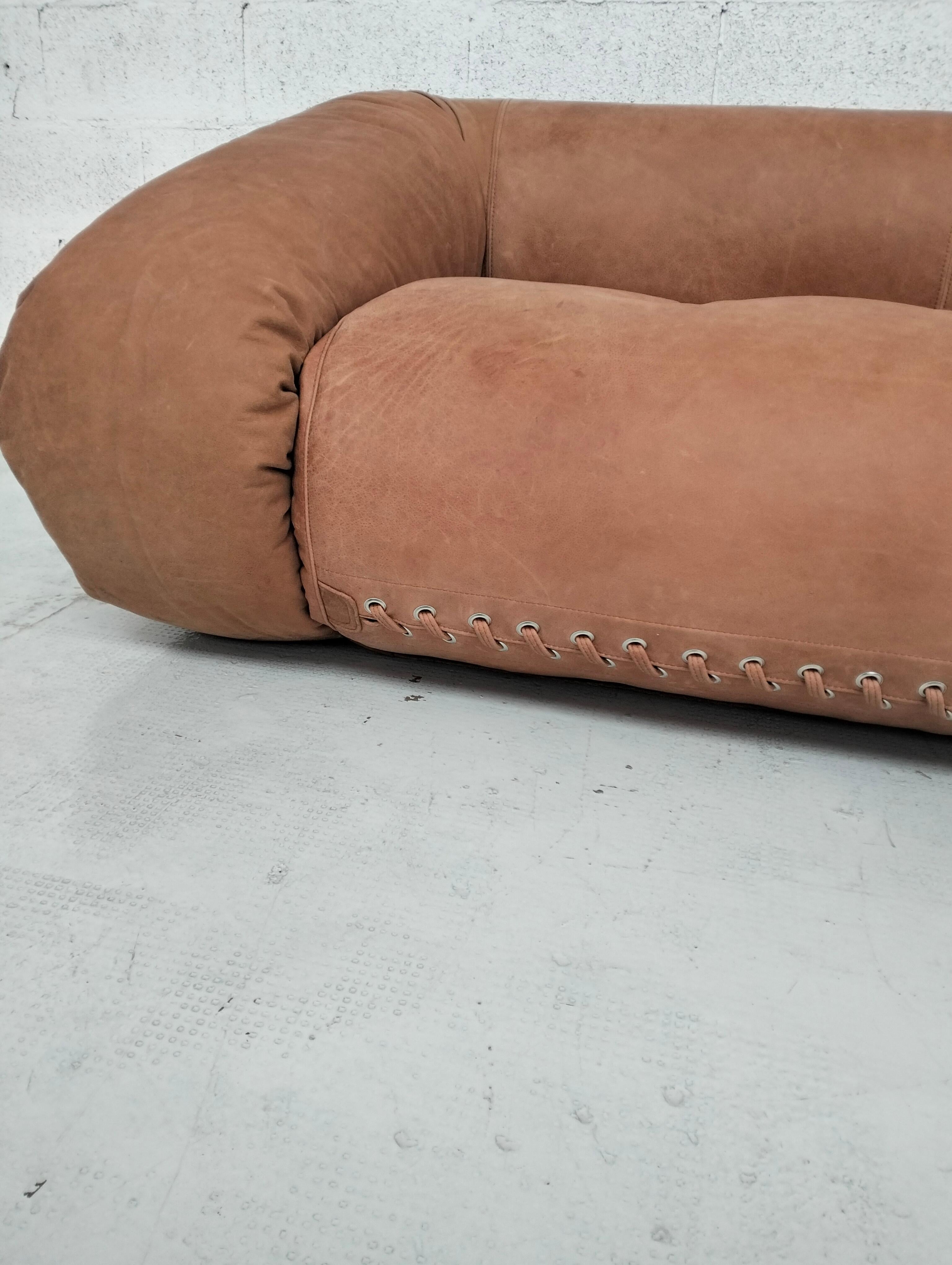 Anfibio, natural leather sofa by Alessandro Becchi for Giovannetti, Italy 1970s 8