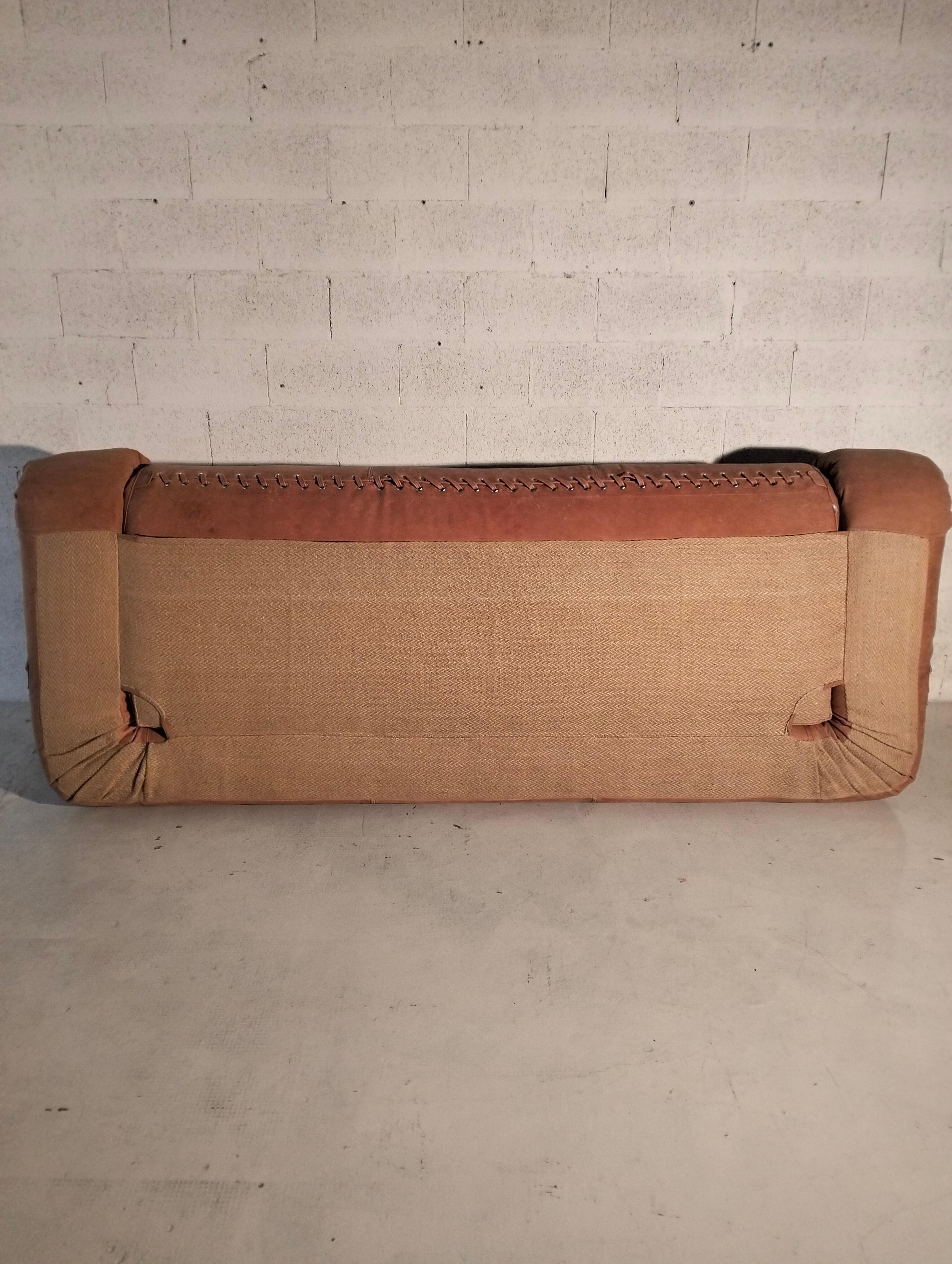 Anfibio, natural leather sofa by Alessandro Becchi for Giovannetti, Italy 1970s For Sale 11