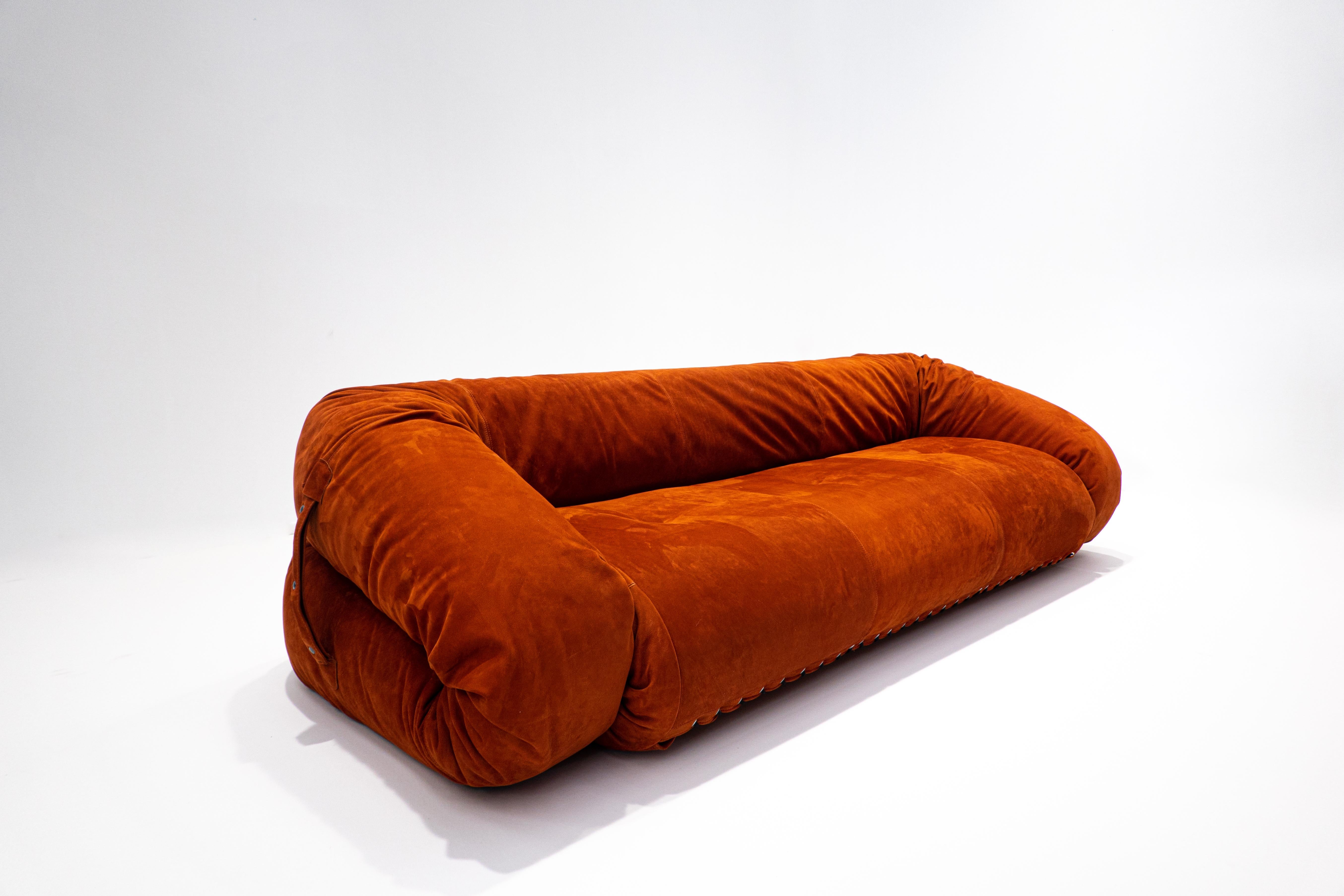 Anfibio Sofa Bed by Alessandro Becchi for Giovannetti Collezioni, Orange, 1970s In Good Condition In Brussels, BE