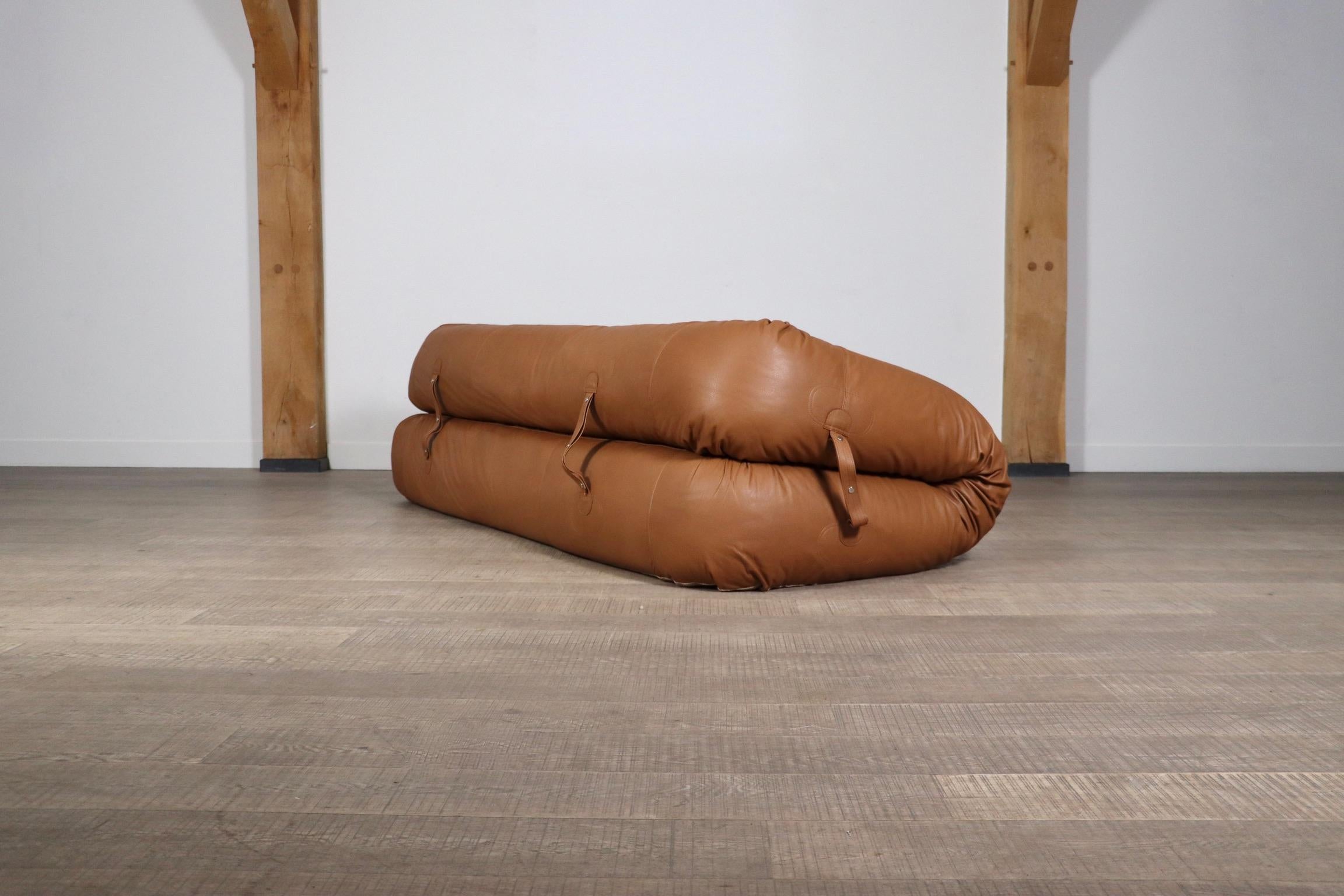 Anfibio Sofa Bed In Cognac Leather By Alessandro Becchi For Giovanetti Collezion 6
