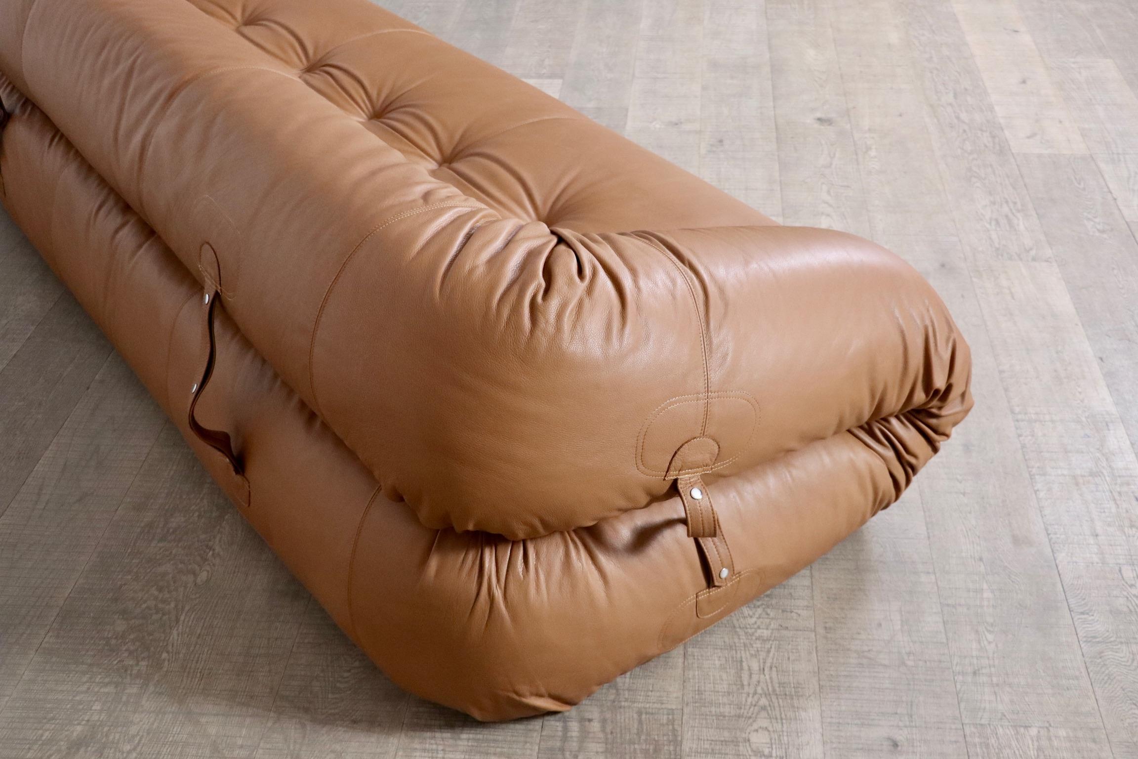 Divano Letto Anfibio in Pelle Cognac Di Alessandro Becchi Per Giovanetti Collezion 8
