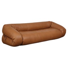 Retro Anfibio Sofa Bed In Cognac Leather By Alessandro Becchi For Giovanetti Collezion