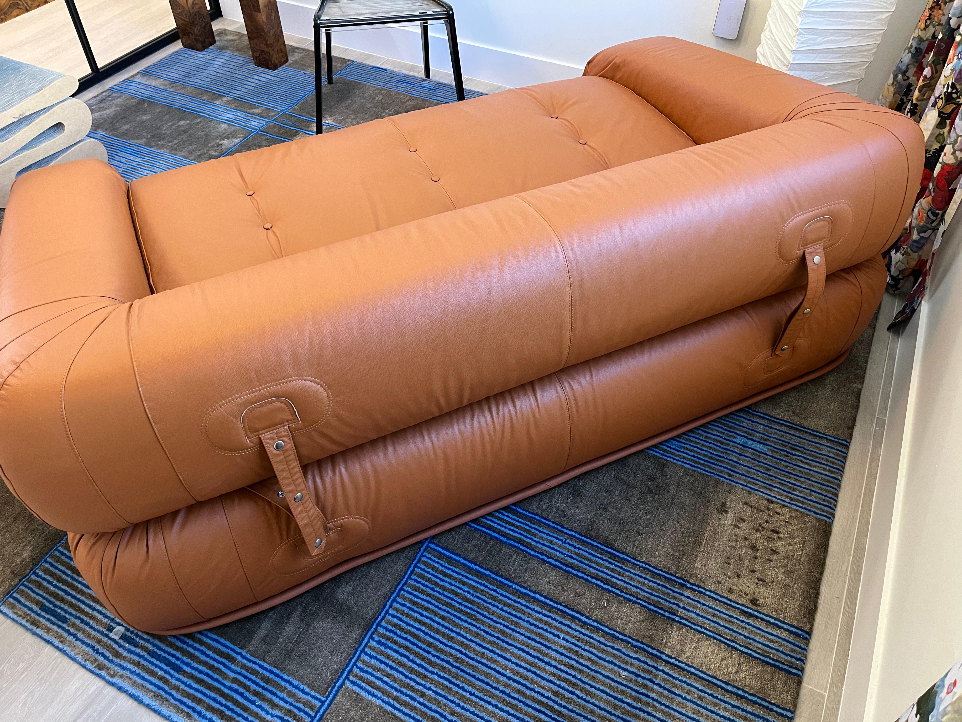 Anfibio Sofa Bed In Cognac Leather By Alessandro Becchi For Giovannetti  For Sale 5