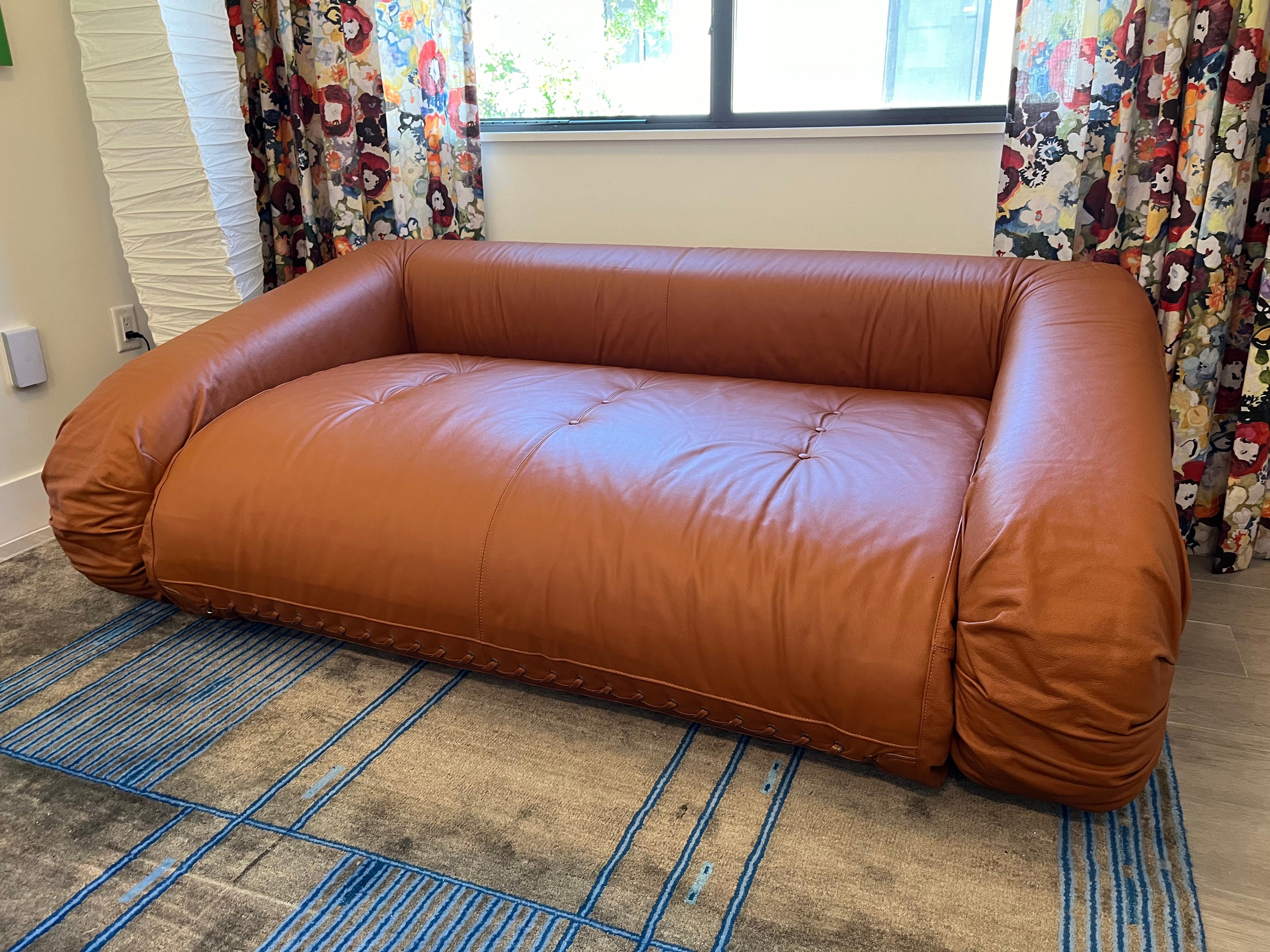 Anfibio Sofa Bed In Cognac Leather By Alessandro Becchi For Giovannetti  For Sale 7