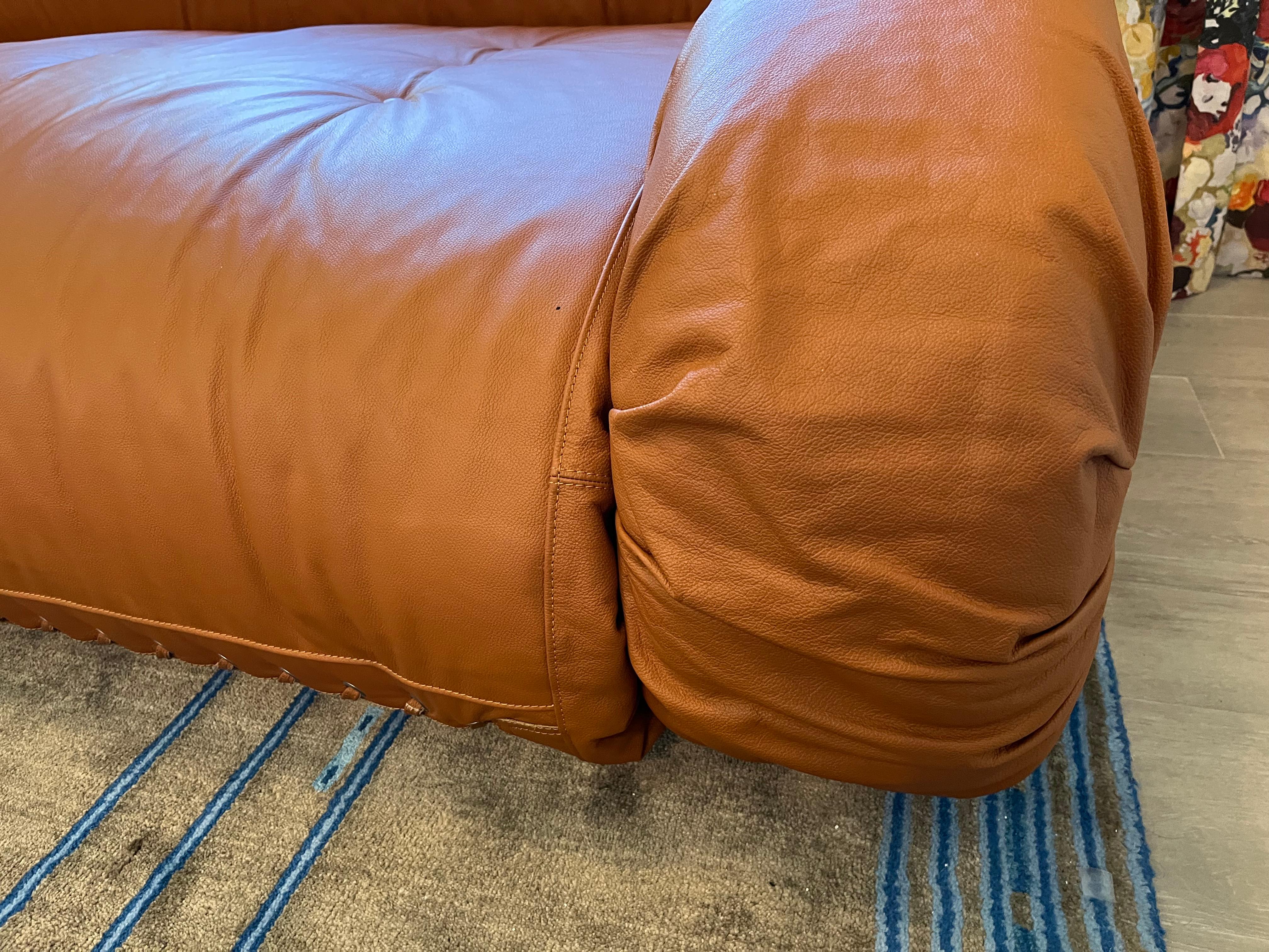 Modern Anfibio Sofa Bed In Cognac Leather By Alessandro Becchi For Giovannetti  For Sale
